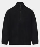 GARMENT PROJECT MAN Half Zip Wool Knit - Black Knit 999 Black
