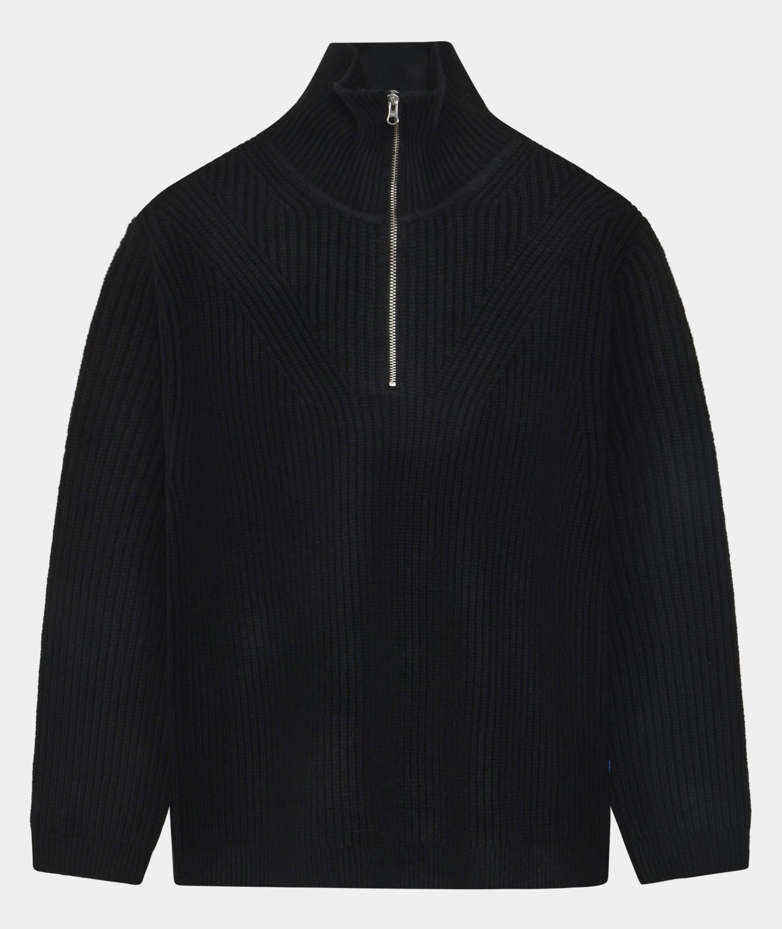 GARMENT PROJECT MAN Half Zip Wool Knit - Black Knit 999 Black