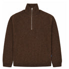 GARMENT PROJECT MAN Half Zip Wool Knit - Brown Melange Knit 800 Brown