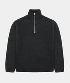 GARMENT PROJECT MAN Half Zip Wool Knit - Dark Grey Melange Knit 7673 Dark Grey