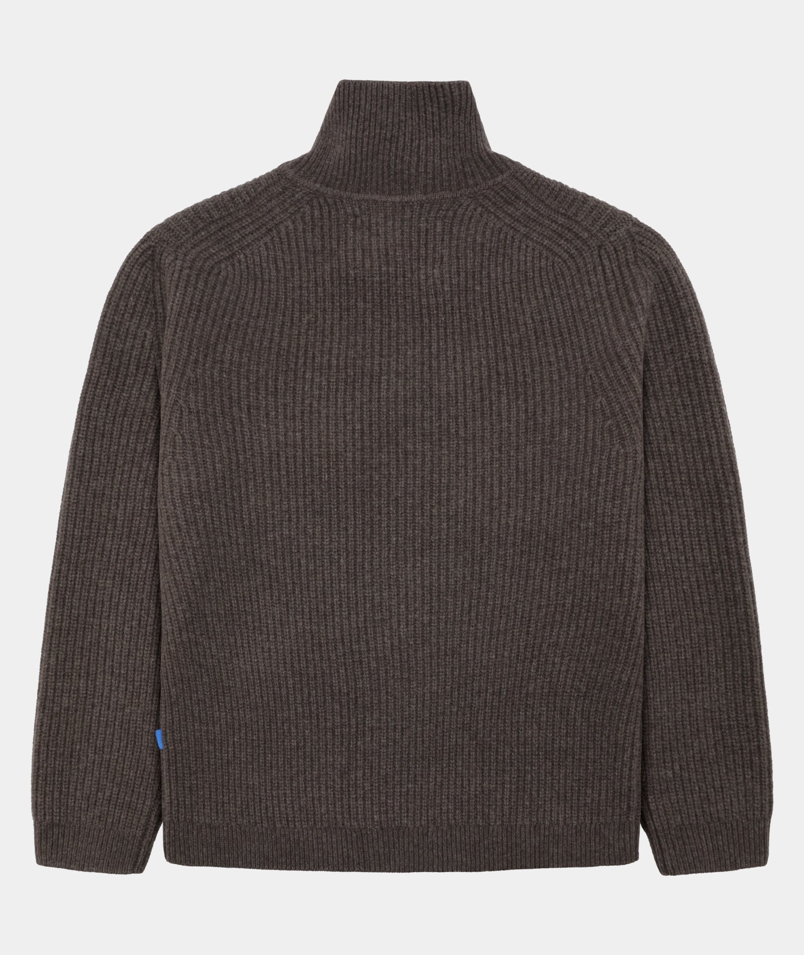 GARMENT PROJECT MAN Half Zip Wool Knit - Dark Taupe Melange Knit 140 Taupe