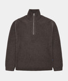 GARMENT PROJECT MAN Half Zip Wool Knit - Dark Taupe Melange Knit 140 Taupe