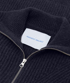 GARMENT PROJECT MAN Half Zip Wool Knit - Navy Knit 500 Navy