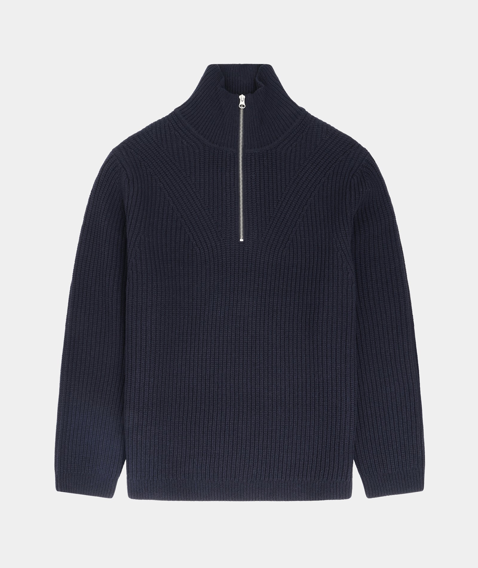 GARMENT PROJECT MAN Half Zip Wool Knit - Navy Knit 500 Navy