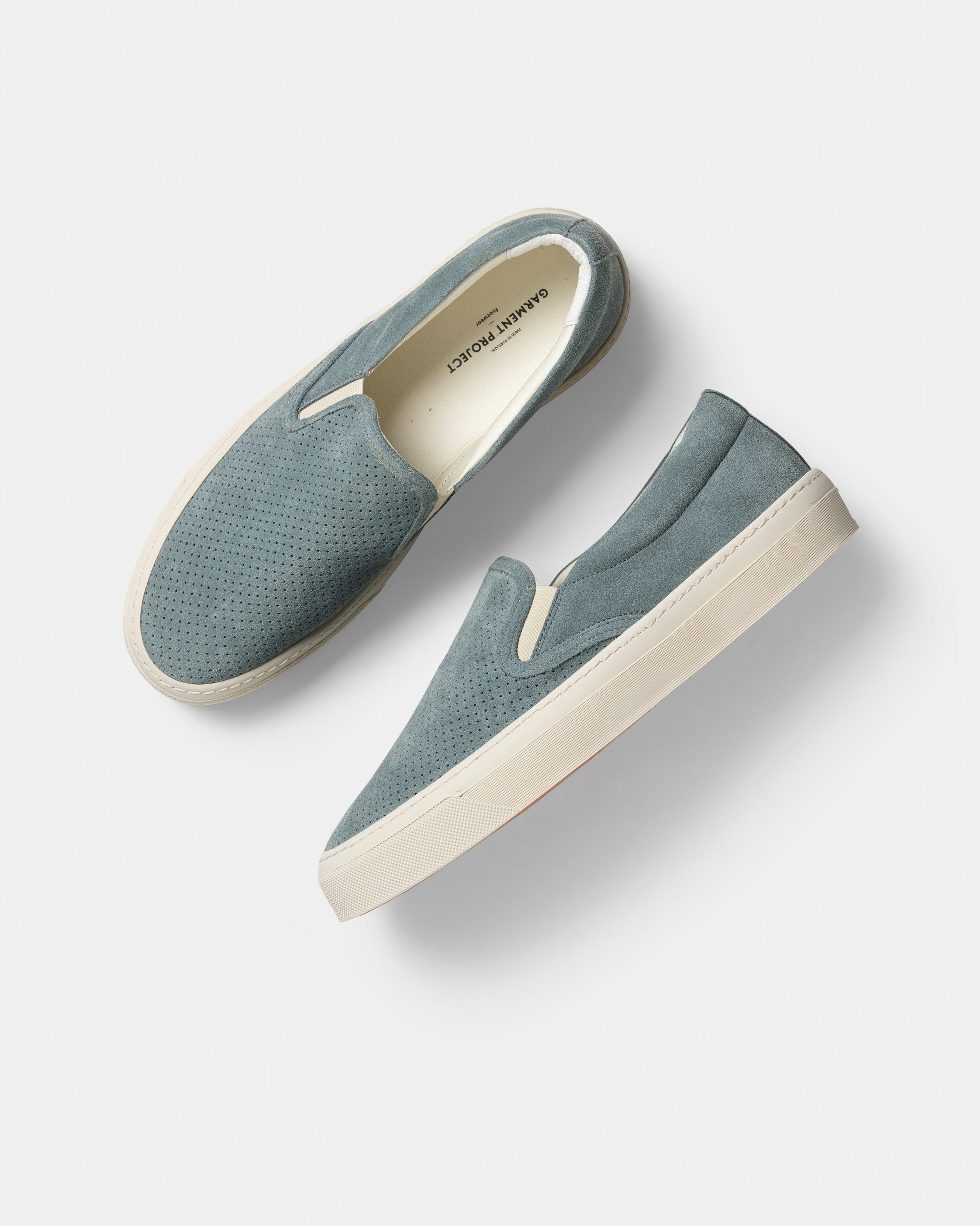 GARMENT PROJECT MAN Kit Slip-On - Dusty Green Perforated Suede Sneakers 255 Dusty Green