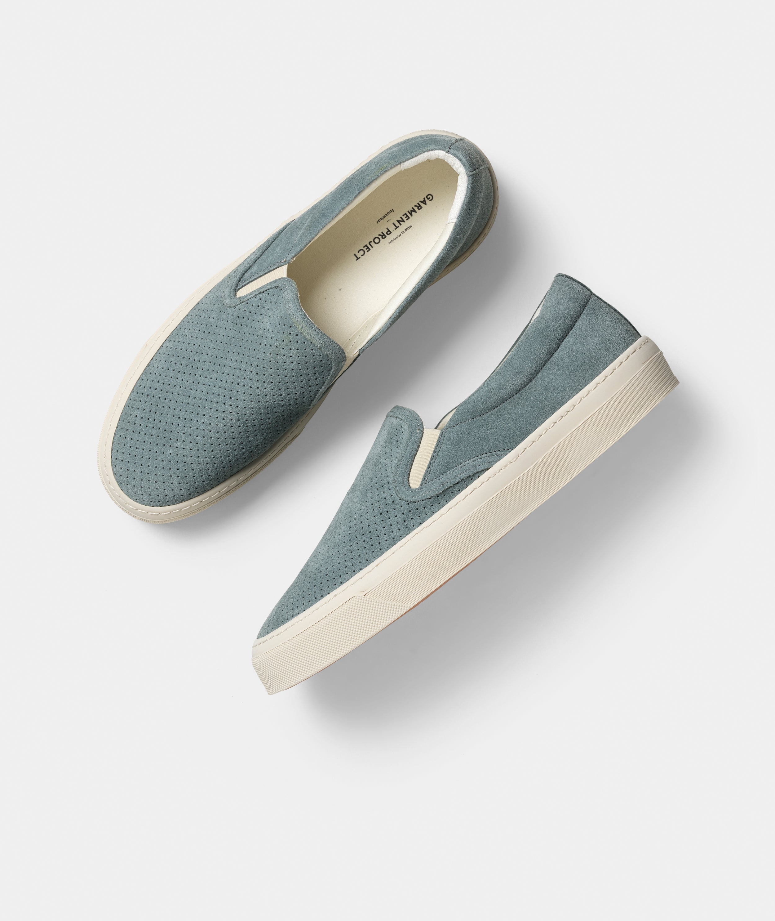 GARMENT PROJECT MAN Kit Slip-On - Dusty Green Perforated Suede Sneakers 255 Dusty Green