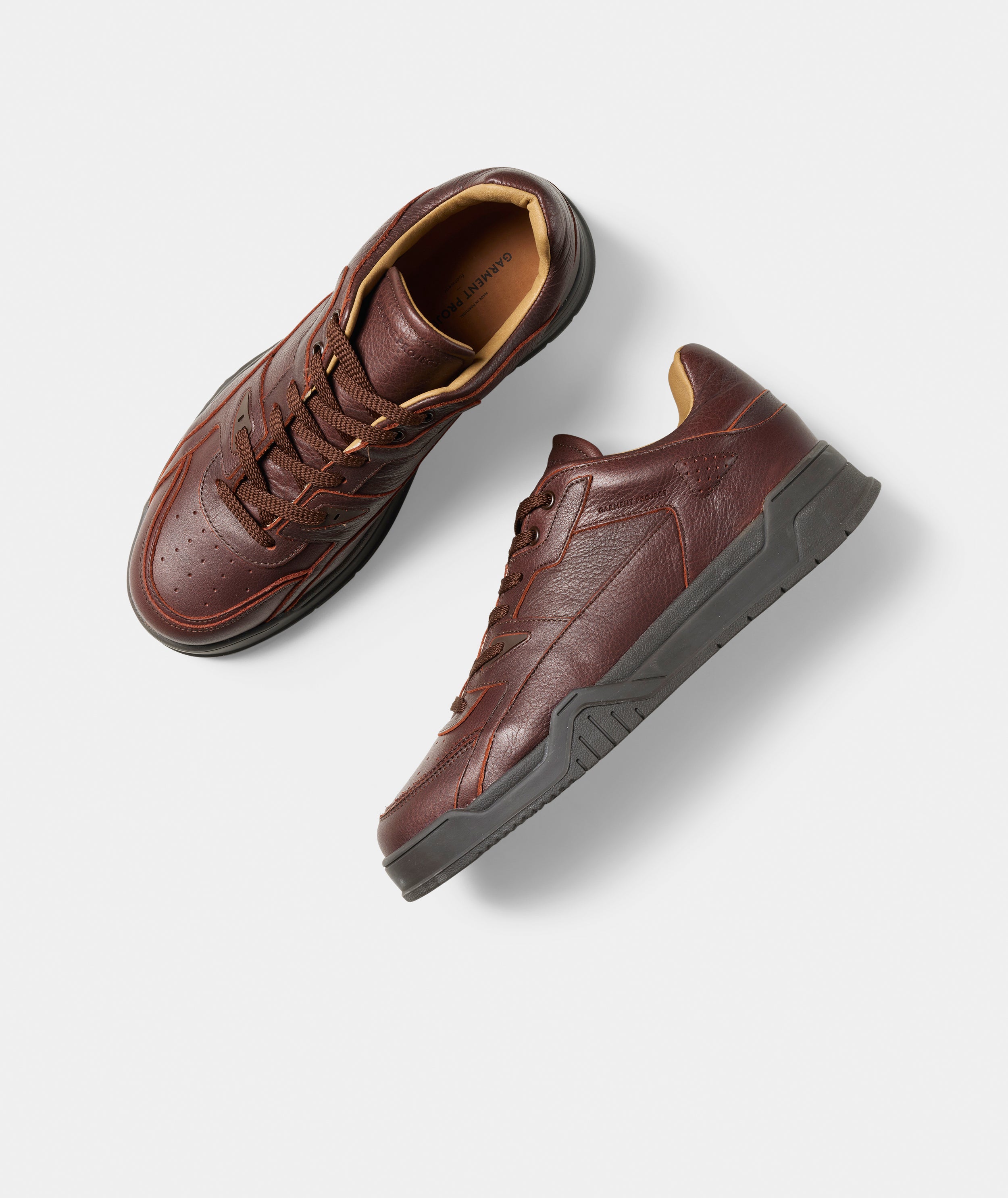 GARMENT PROJECT MAN Lee - Brown Tumbled Leather Sneakers 800 Brown