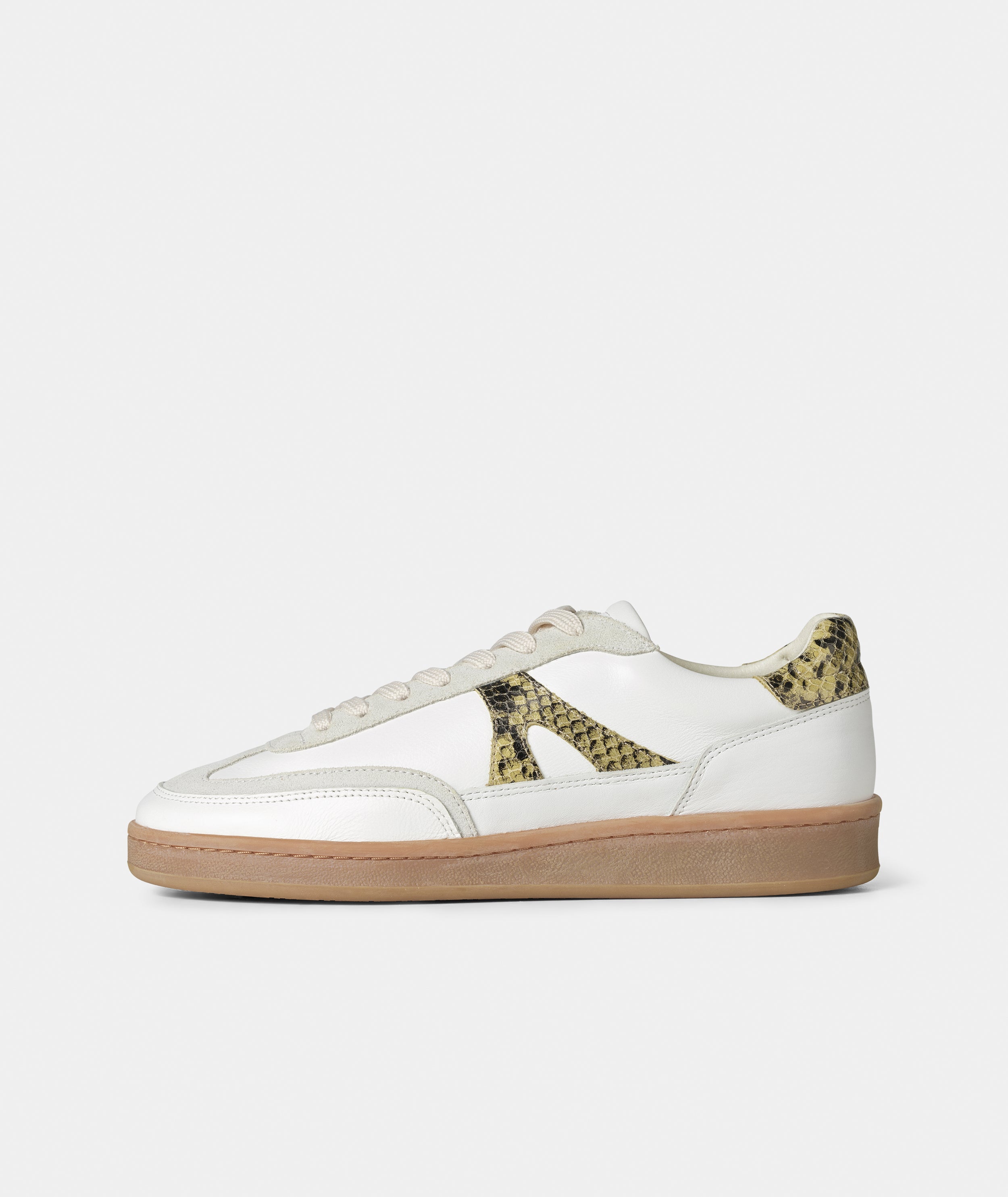 GARMENT PROJECT WMNS Liga - White/Soft Yellow Snake Leather Sneakers 305 Soft Yellow