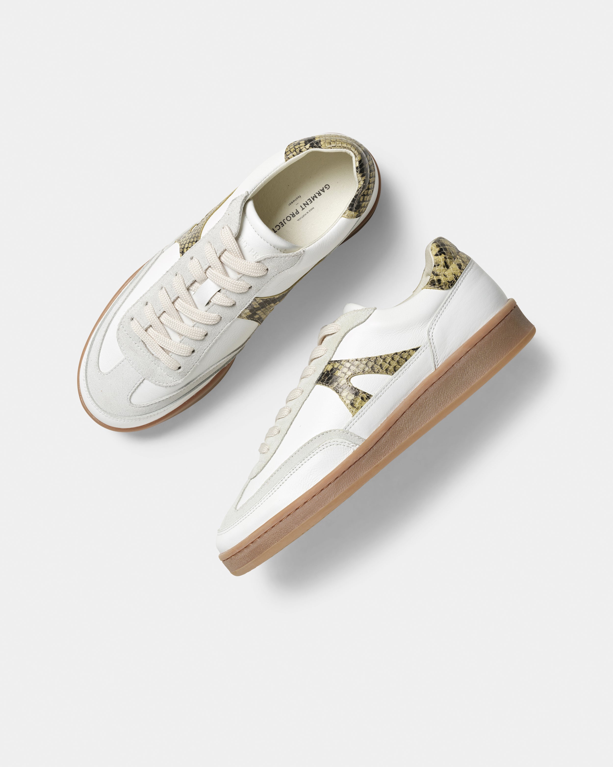 GARMENT PROJECT WMNS Liga - White/Soft Yellow Snake Leather Sneakers 305 Soft Yellow