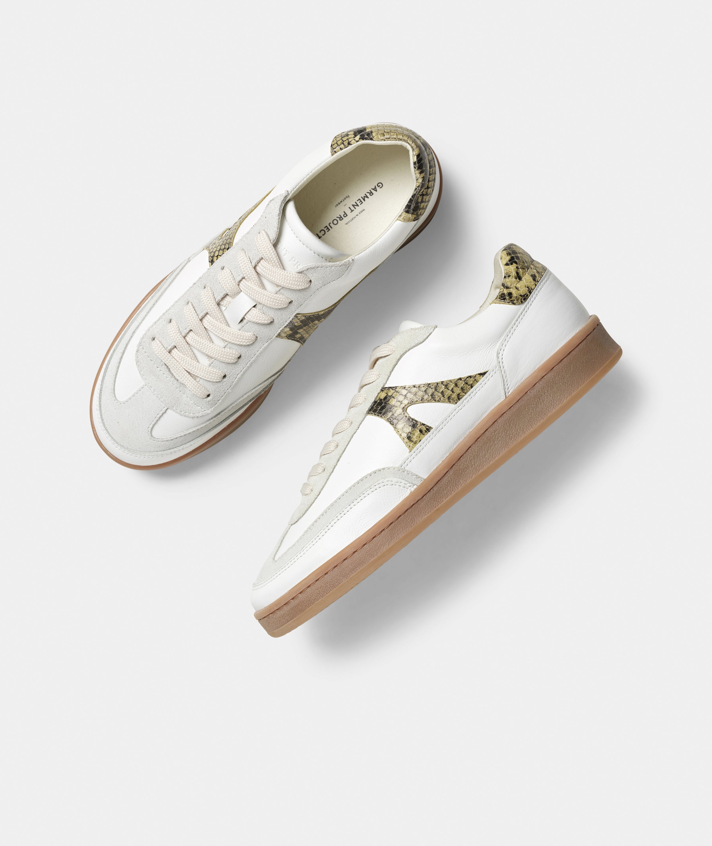 GARMENT PROJECT WMNS Liga - White/Soft Yellow Snake Leather Sneakers 305 Soft Yellow