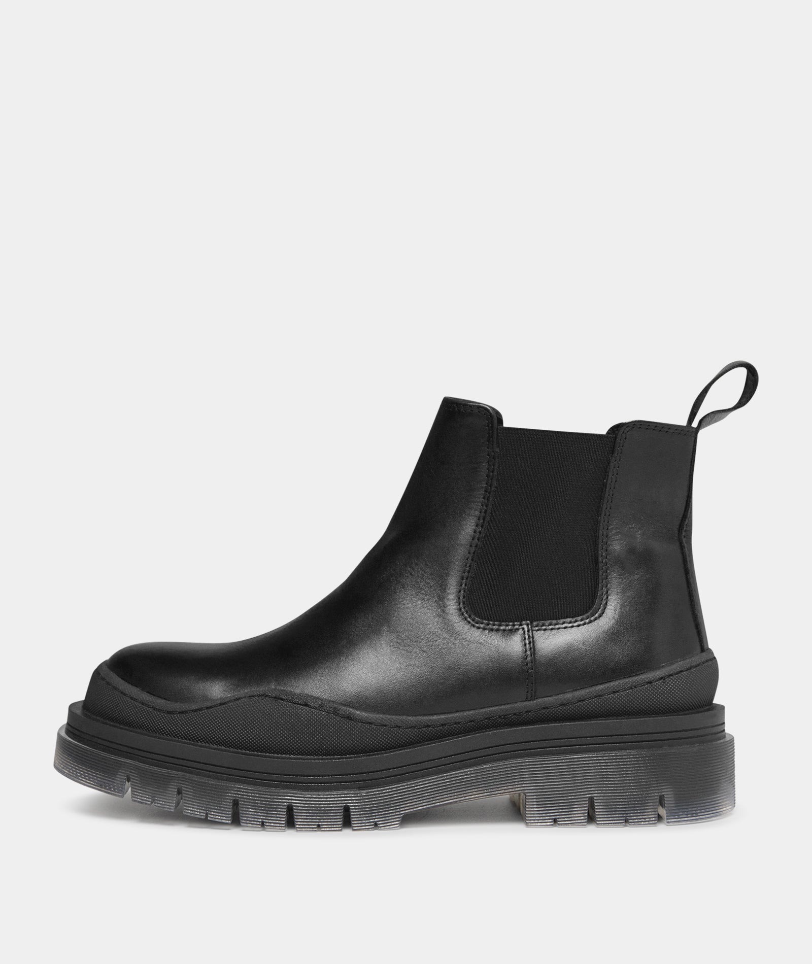 GARMENT PROJECT WMNS Lucido Transparent Chelsea - Black Leather Boots 999 Black