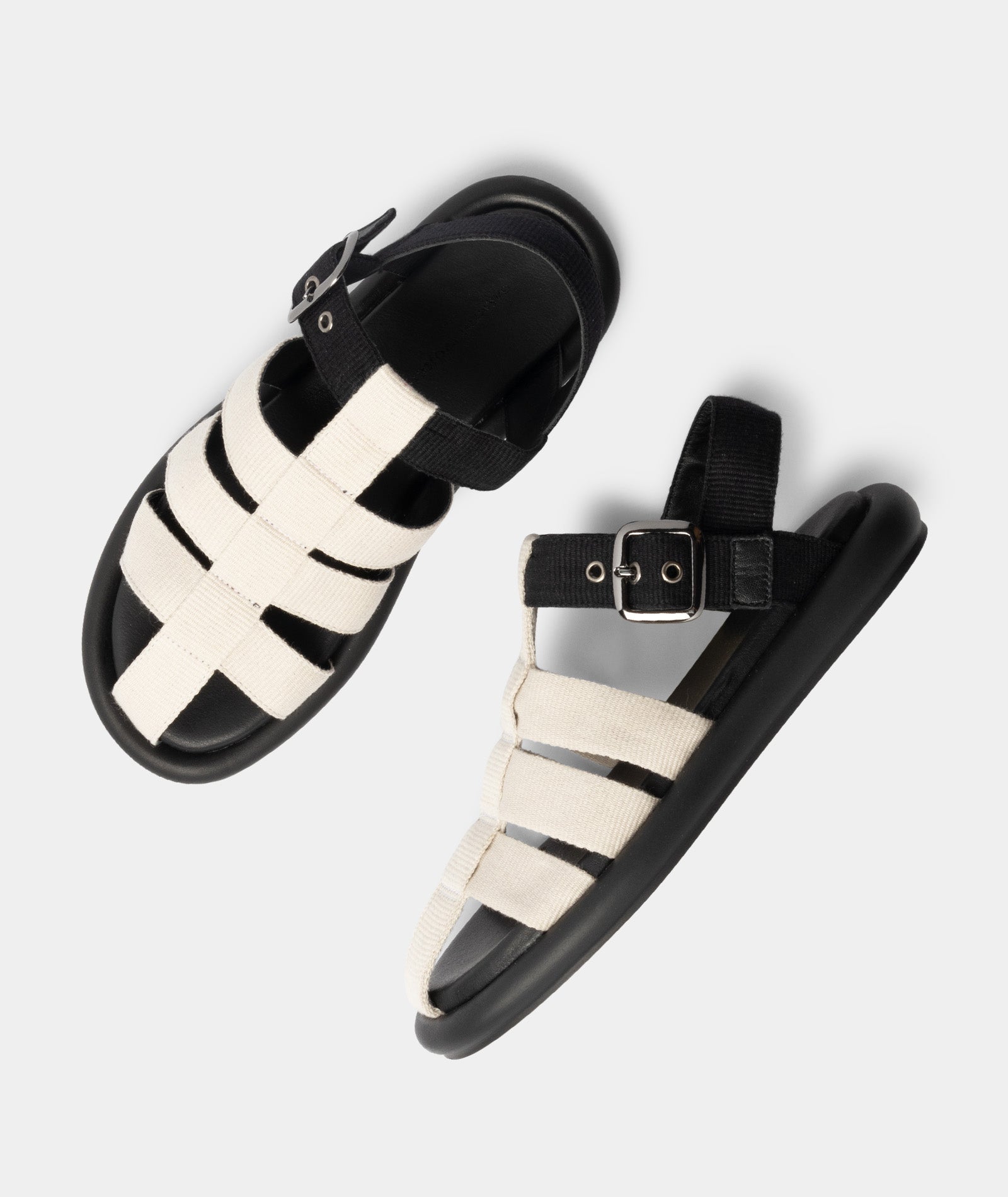 GARMENT PROJECT WMNS Luna Sandal - Off White / Black Nylon Sandals 110 Off White