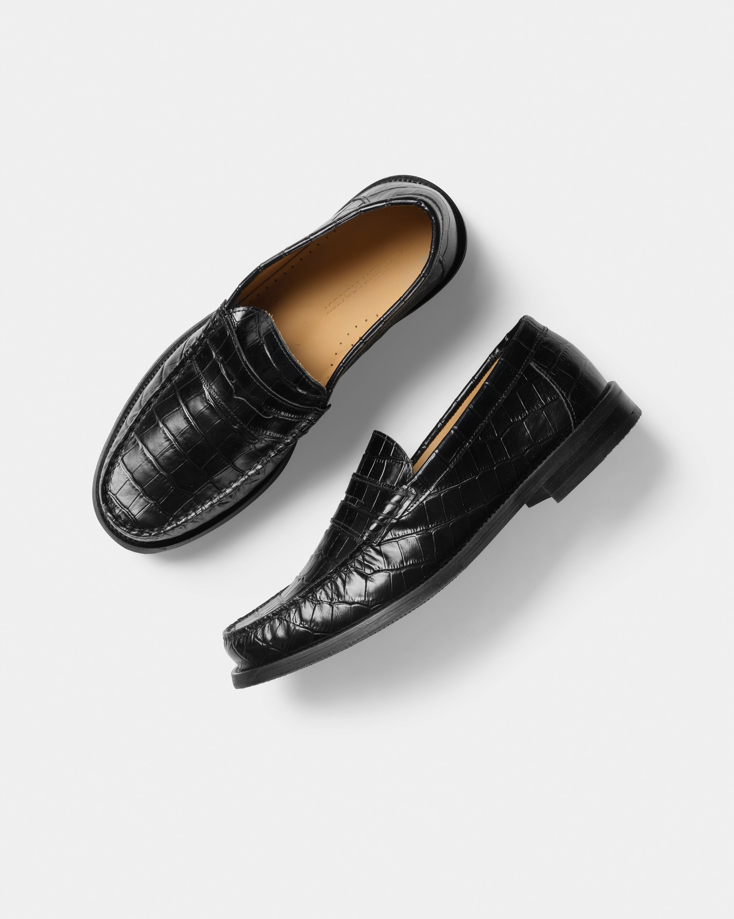 GARMENT PROJECT MAN Miles Penny Loafer - Black Croco Leather Loafer 999 Black