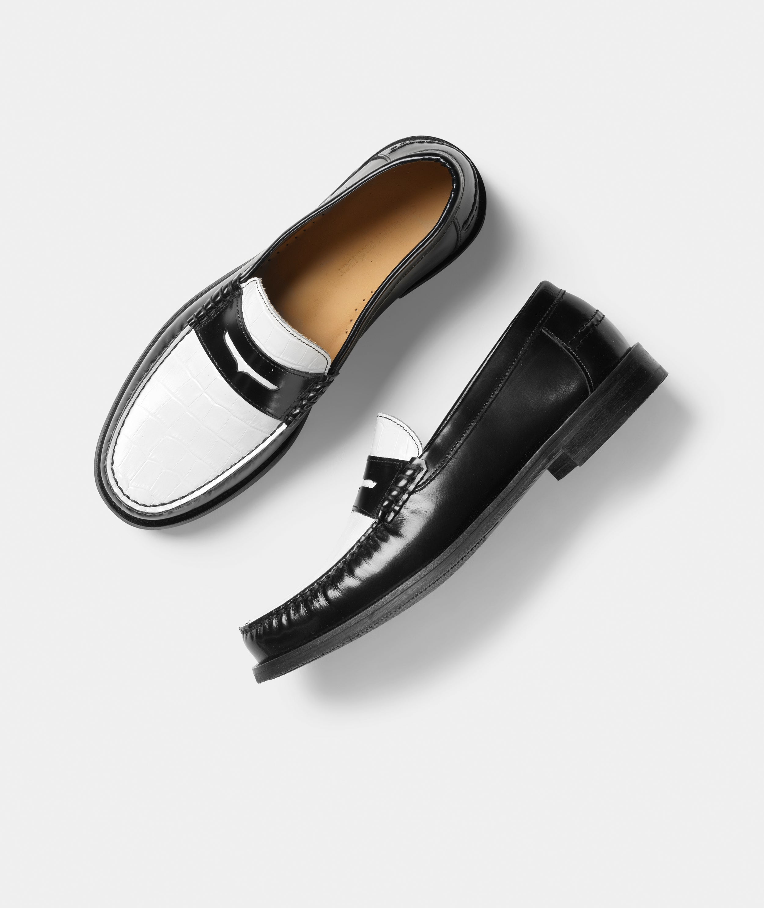 GARMENT PROJECT MAN Miles Penny Loafer - Black/White Croco Leather Mix Loafer 999 Black