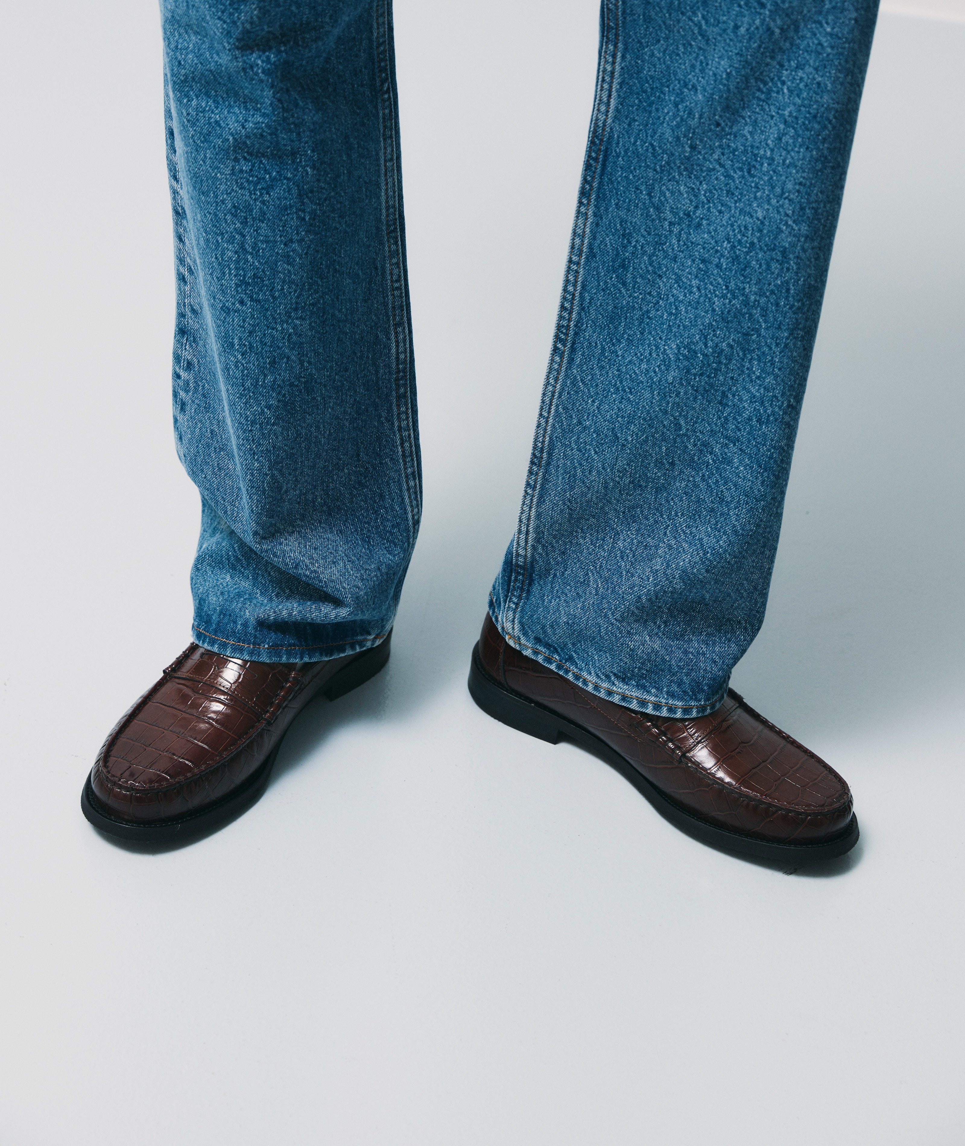 GARMENT PROJECT MAN Miles Penny Loafer - Brown Croco Leather Loafer 800 Brown