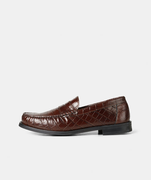 Miles Penny Loafer - Brown Croco Leather – Garment Project