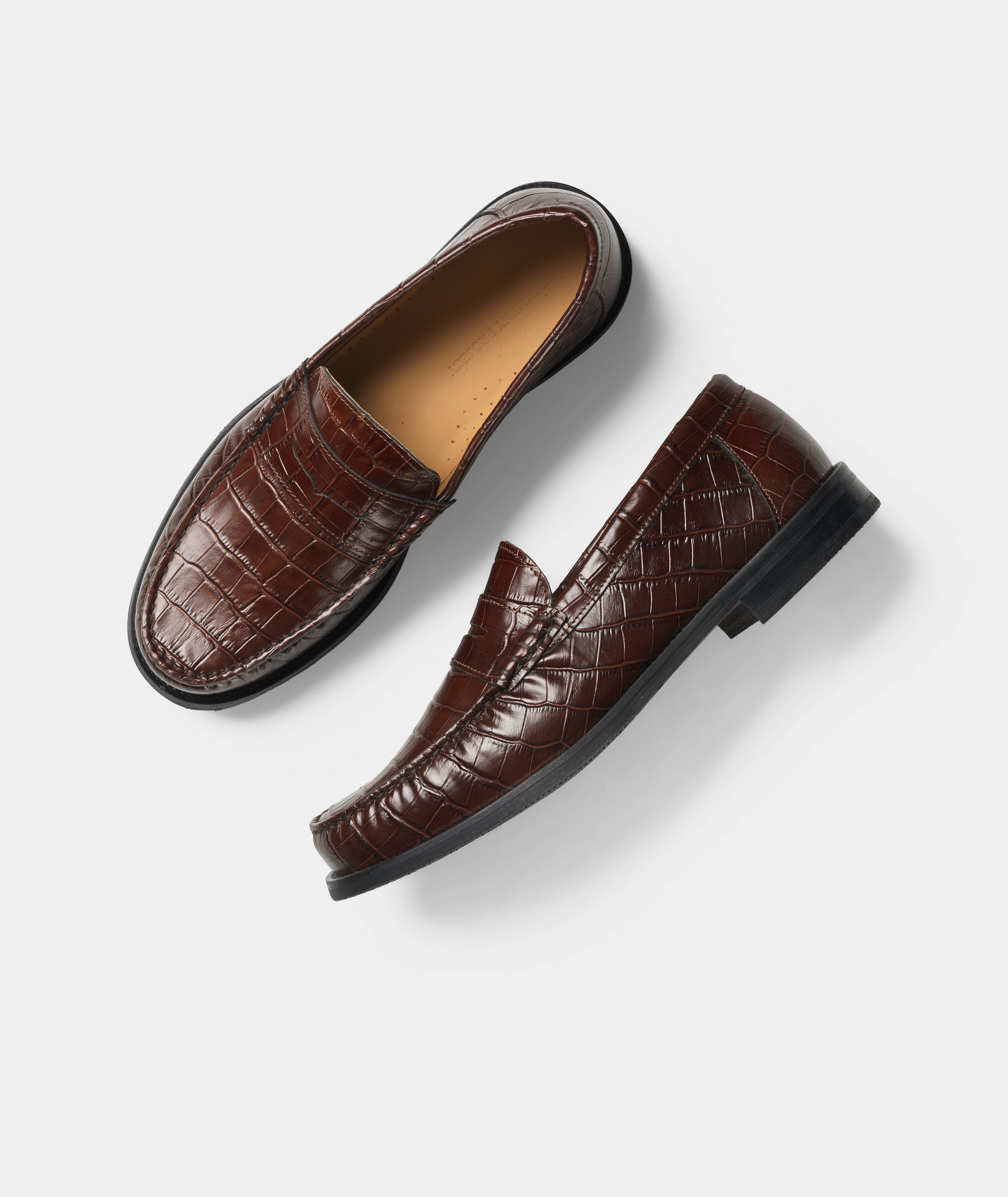 GARMENT PROJECT MAN Miles Penny Loafer - Brown Croco Leather Loafer 800 Brown