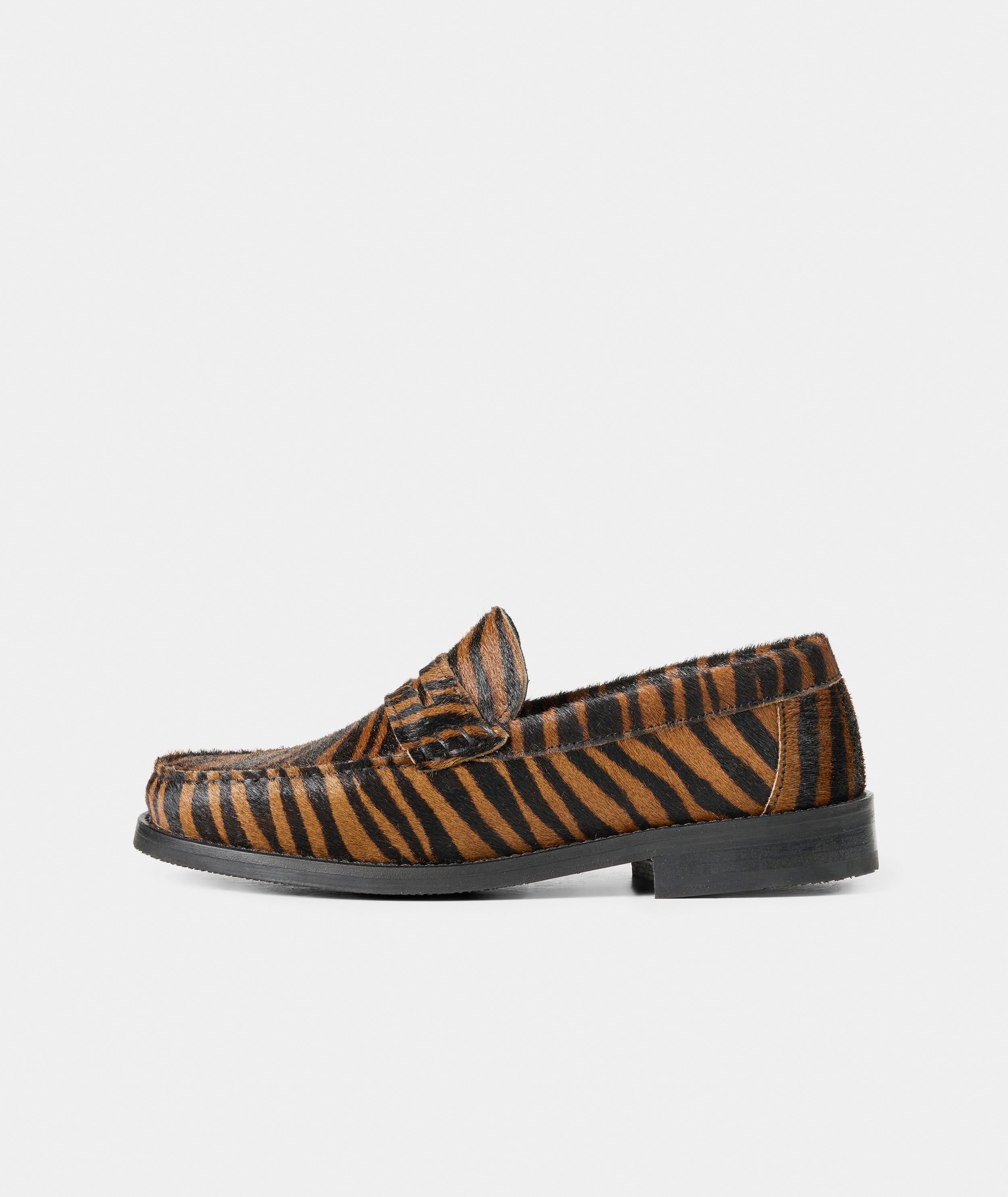 GARMENT PROJECT WMNS Miles Penny Loafer - Brown Zebra Pony Hair Loafer 800 Brown