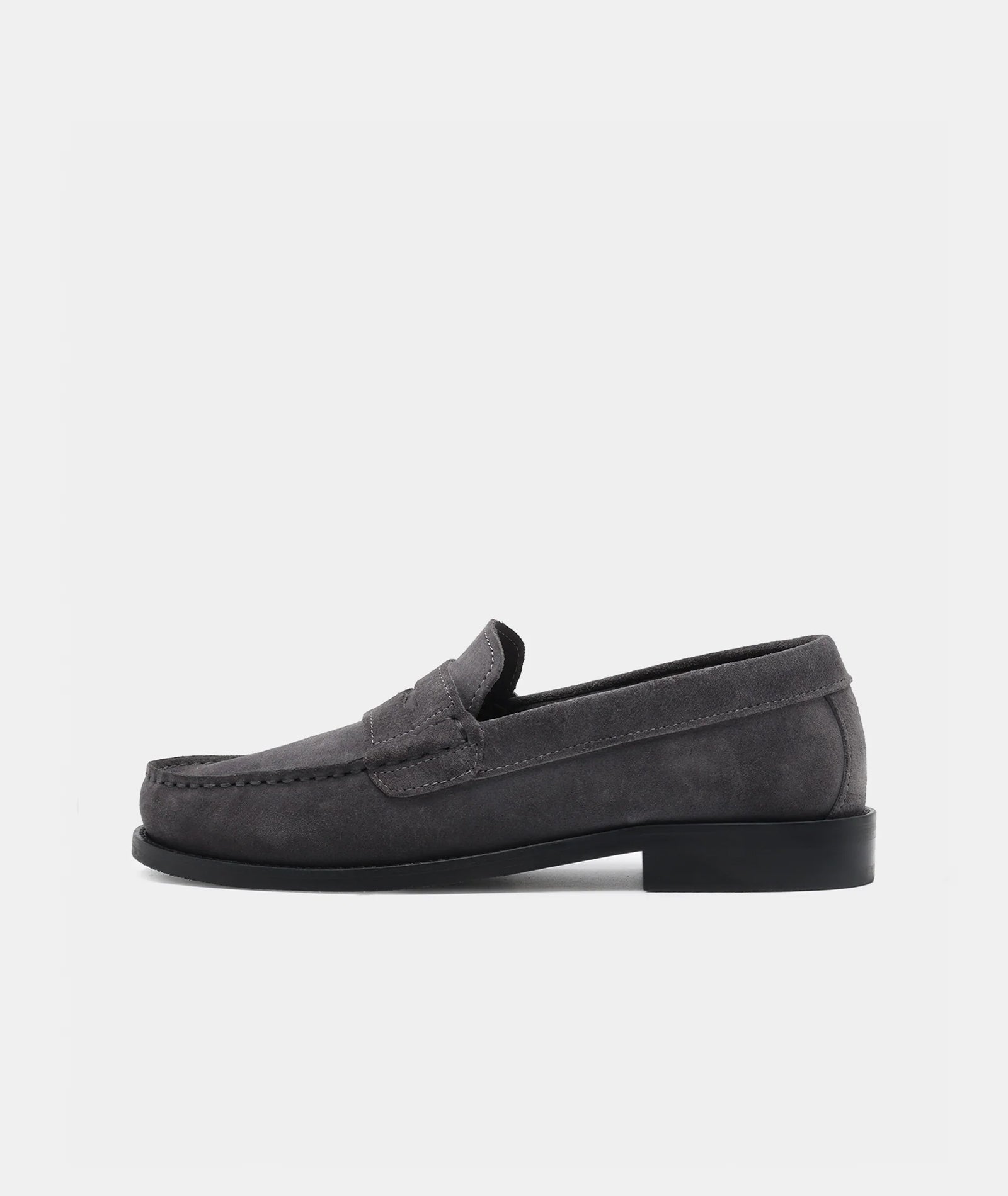 GARMENT PROJECT MAN Miles Penny Loafer - Charcoal Suede Loafer 445 Charcoal