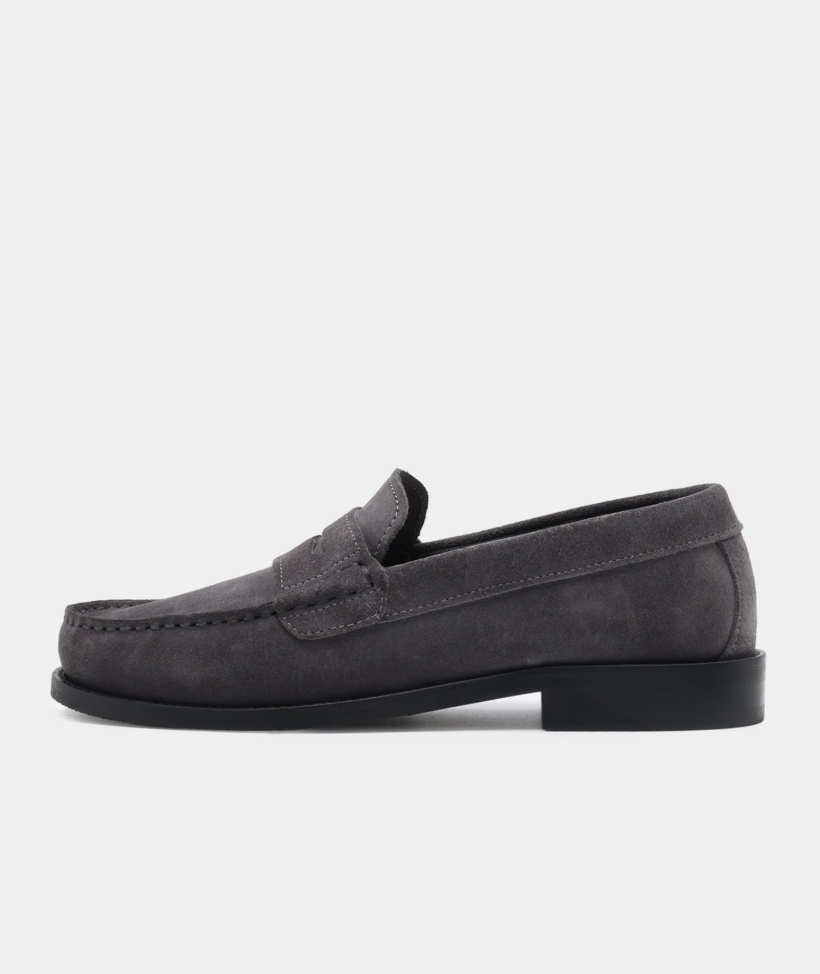 GARMENT PROJECT MAN Miles Penny Loafer - Charcoal Suede Shoes 445 Charcoal