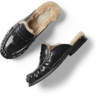 GARMENT PROJECT WMNS Miley - Black Polido Leather / Shearling Loafer 999 Black