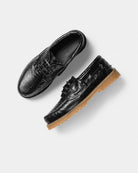 GARMENT PROJECT MAN Ollie Boat Shoe - Black Croco Leather Shoes 999 Black