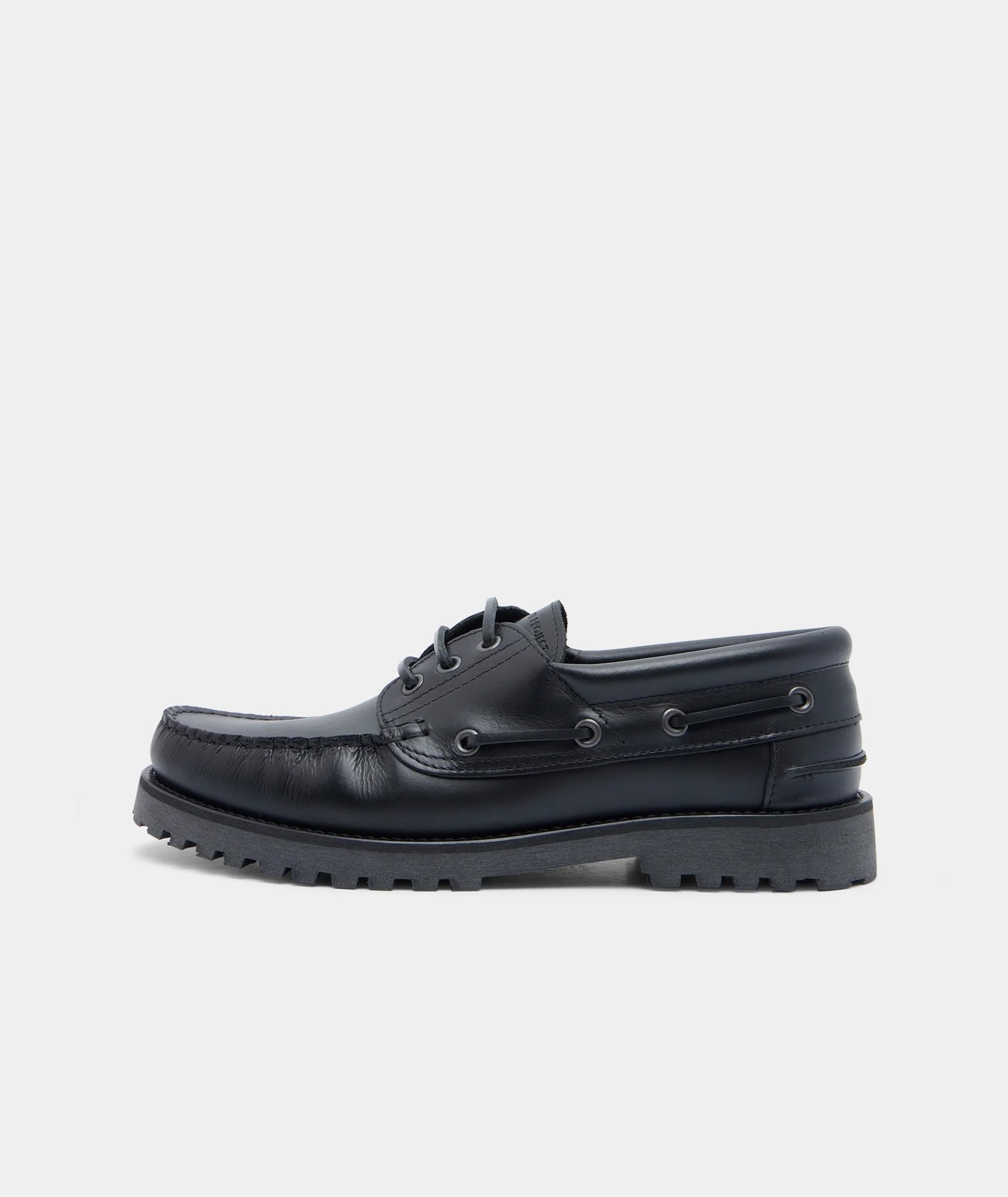 GARMENT PROJECT MAN Ollie Boat Shoe - Black Leather Shoes 999 Black