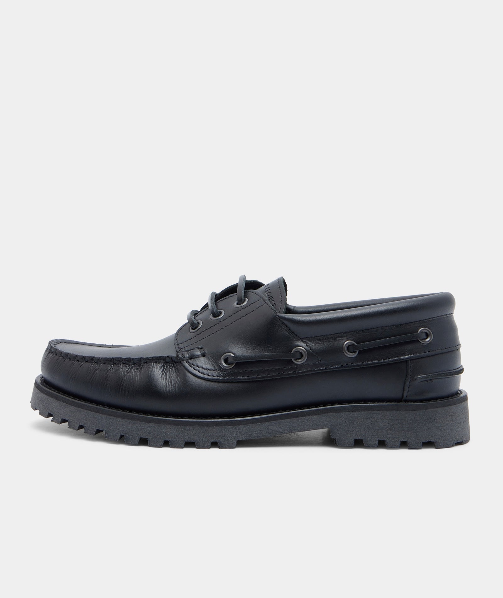 GARMENT PROJECT MAN Ollie Boat Shoe - Black Leather Shoes 999 Black