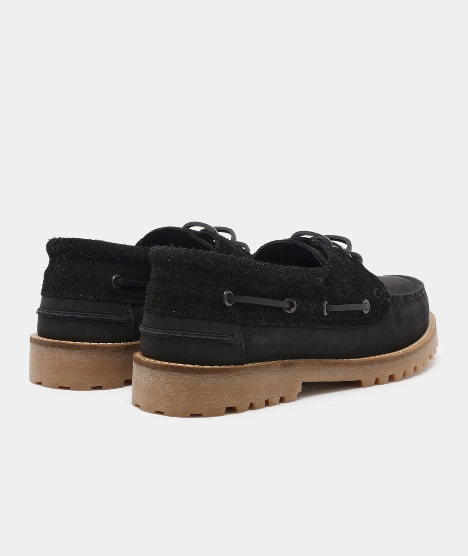 GARMENT PROJECT MAN Ollie Boat Shoe - Black Nubuck/Hairy Suede Shoes 999 Black