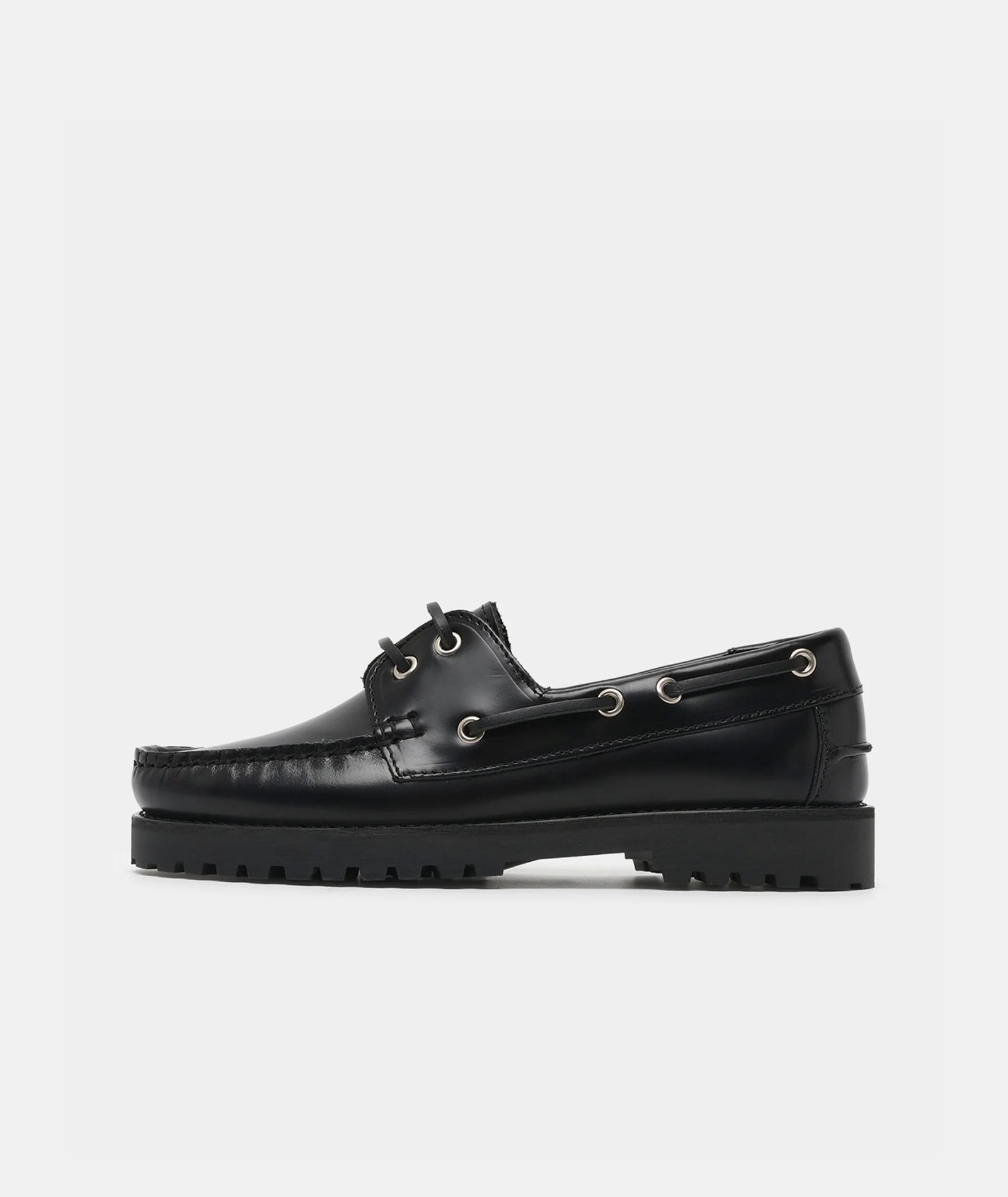 GARMENT PROJECT WMNS Ollie Boat Shoe - Black Polido Leather Shoes 999 Black