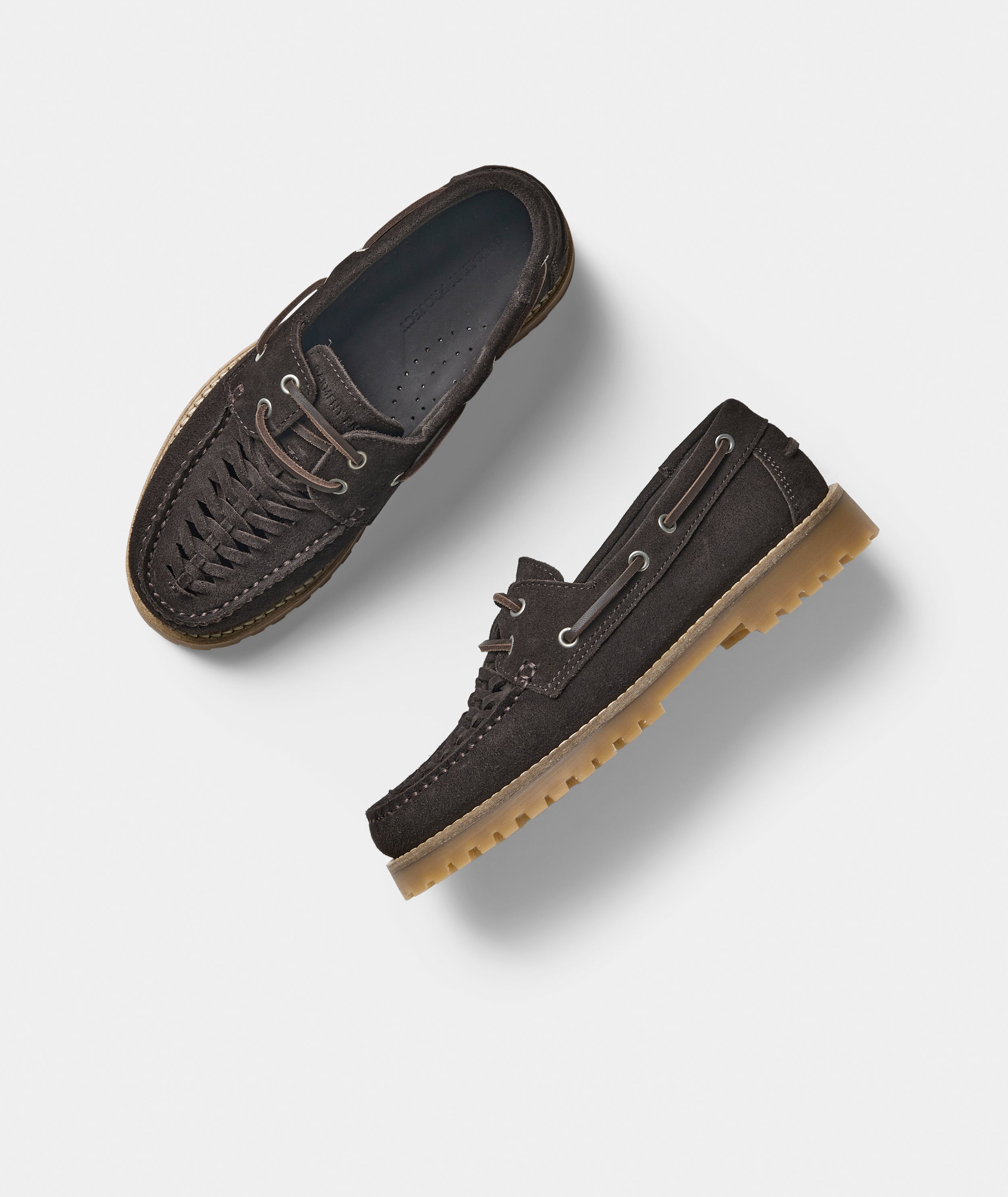 GARMENT PROJECT WMNS Ollie Boat Shoe - Brown Suede Braided Shoes 800 Brown