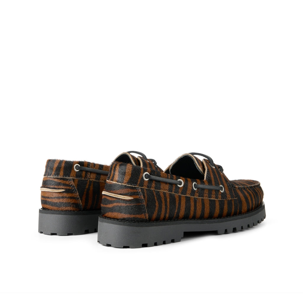 GARMENT PROJECT MAN Ollie Boat Shoe - Brown Zebra Pony Hair Shoes 800 Brown