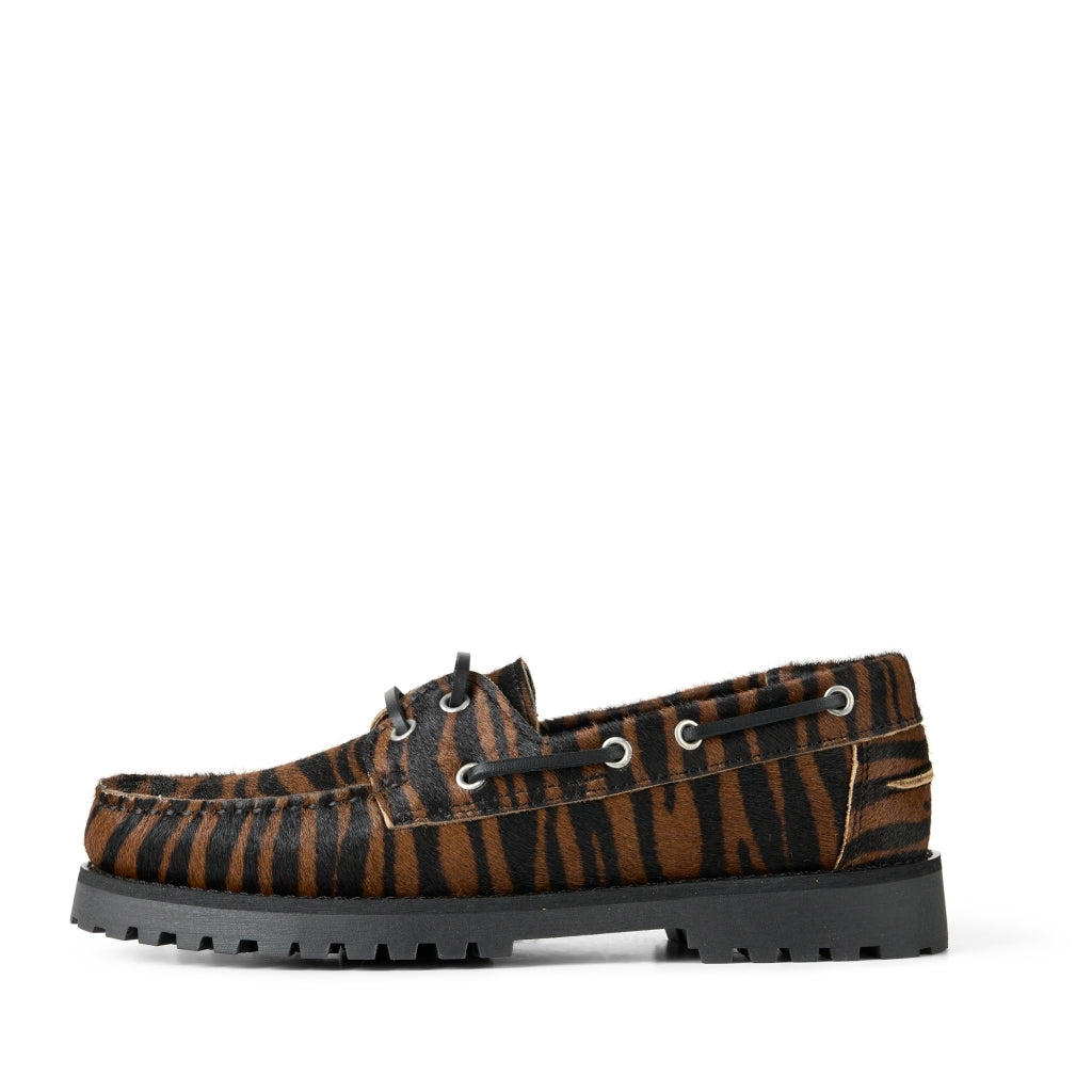 GARMENT PROJECT MAN Ollie Boat Shoe - Brown Zebra Pony Hair Shoes 800 Brown