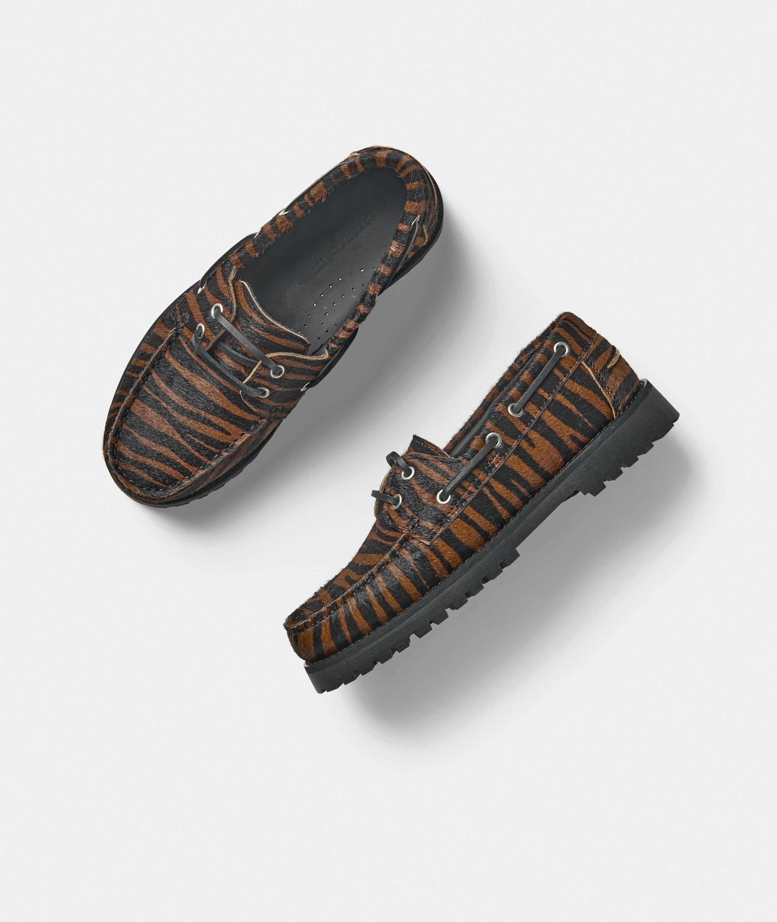 GARMENT PROJECT WMNS Ollie Boat Shoe - Brown Zebra Pony Hair Shoes 800 Brown