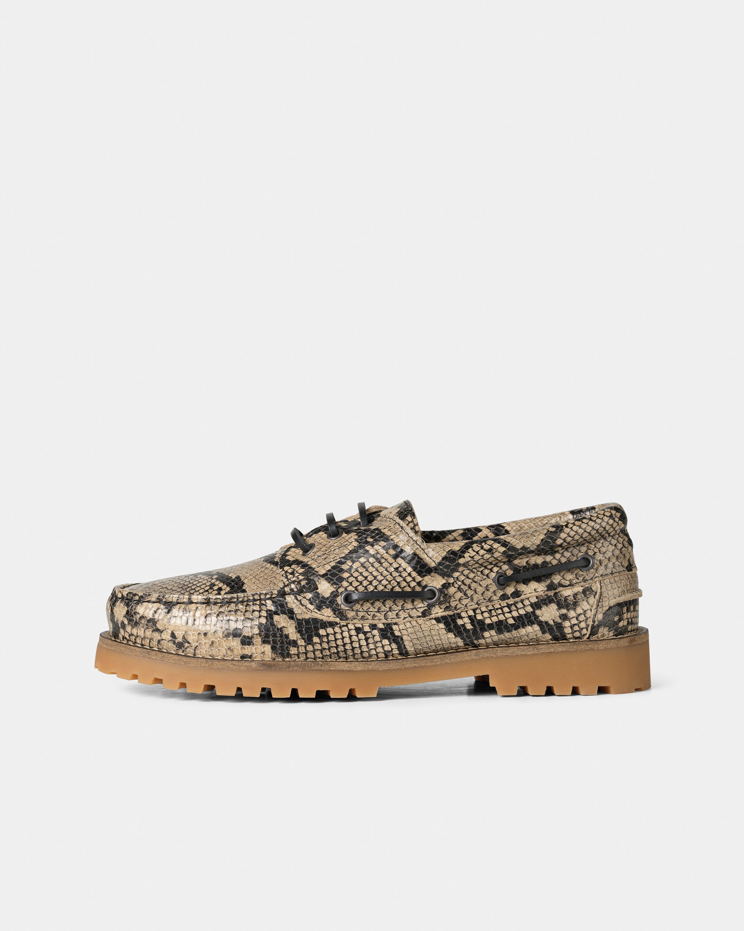 GARMENT PROJECT MAN Ollie Boat Shoe - Earth Snake Leather Shoes 260 Earth