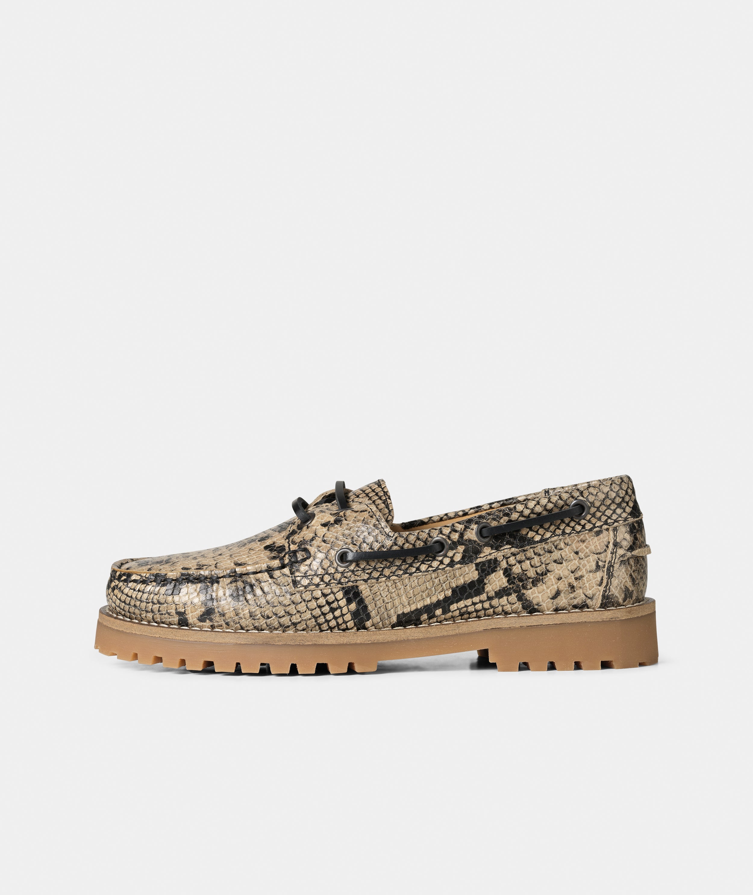 GARMENT PROJECT WMNS Ollie Boat Shoe - Earth Snake Leather Shoes
