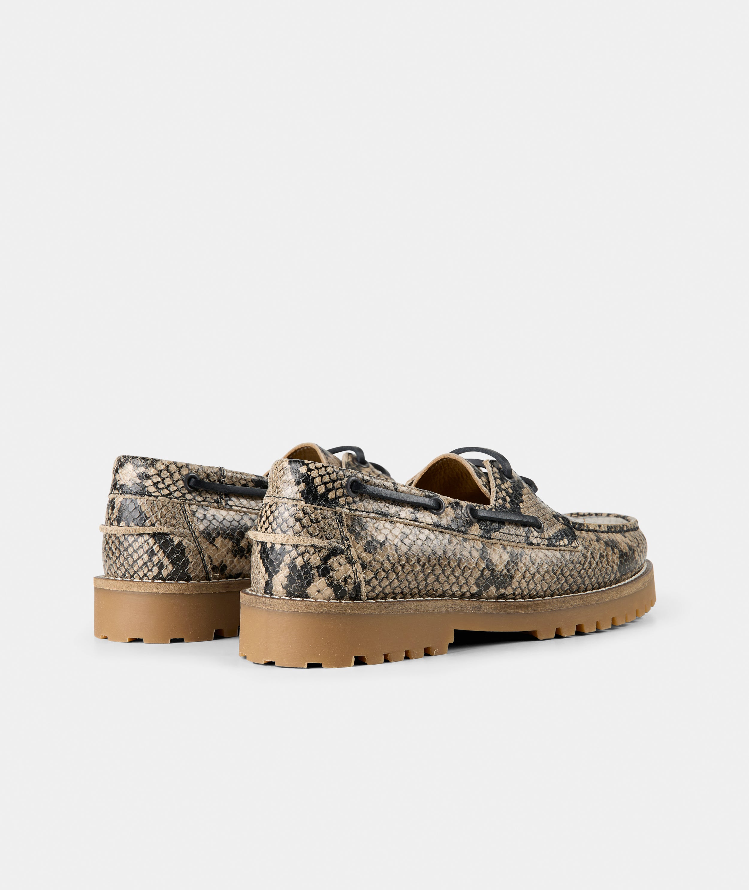 GARMENT PROJECT WMNS Ollie Boat Shoe - Earth Snake Leather Shoes