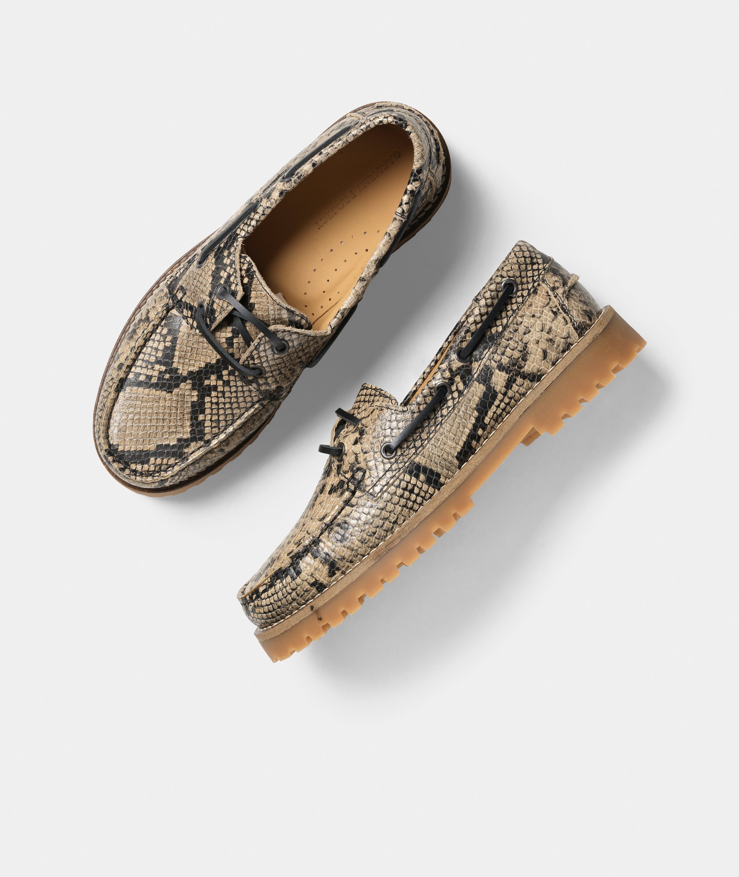 GARMENT PROJECT WMNS Ollie Boat Shoe - Earth Snake Leather Shoes
