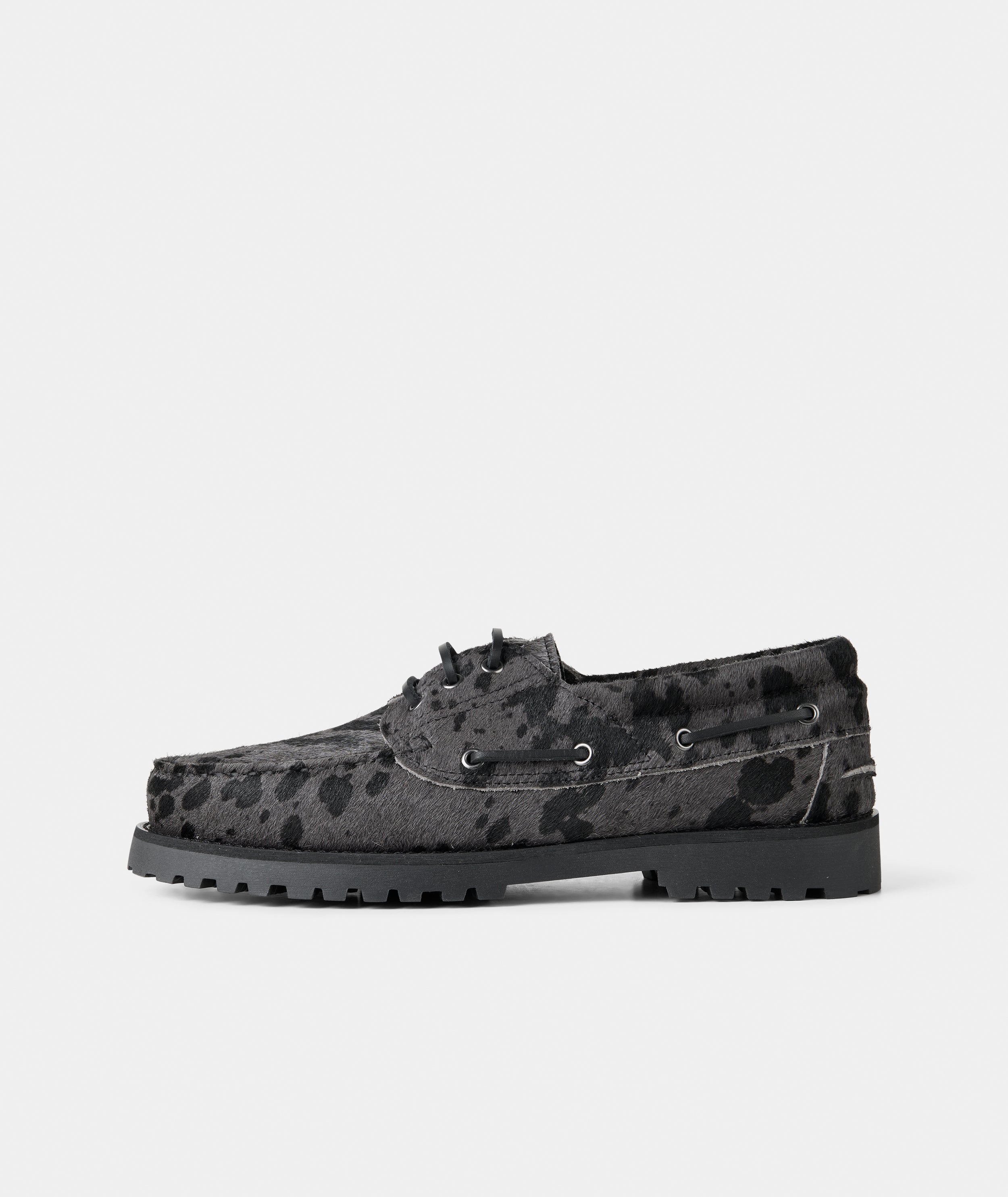 GARMENT PROJECT MAN Ollie Boat Shoe - Grey Pony Hair Shoes 400 Grey