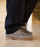 GARMENT PROJECT MAN Ollie Boat Shoe - Light Grey Nubuck/Hairy Suede Shoes 410 Light Grey