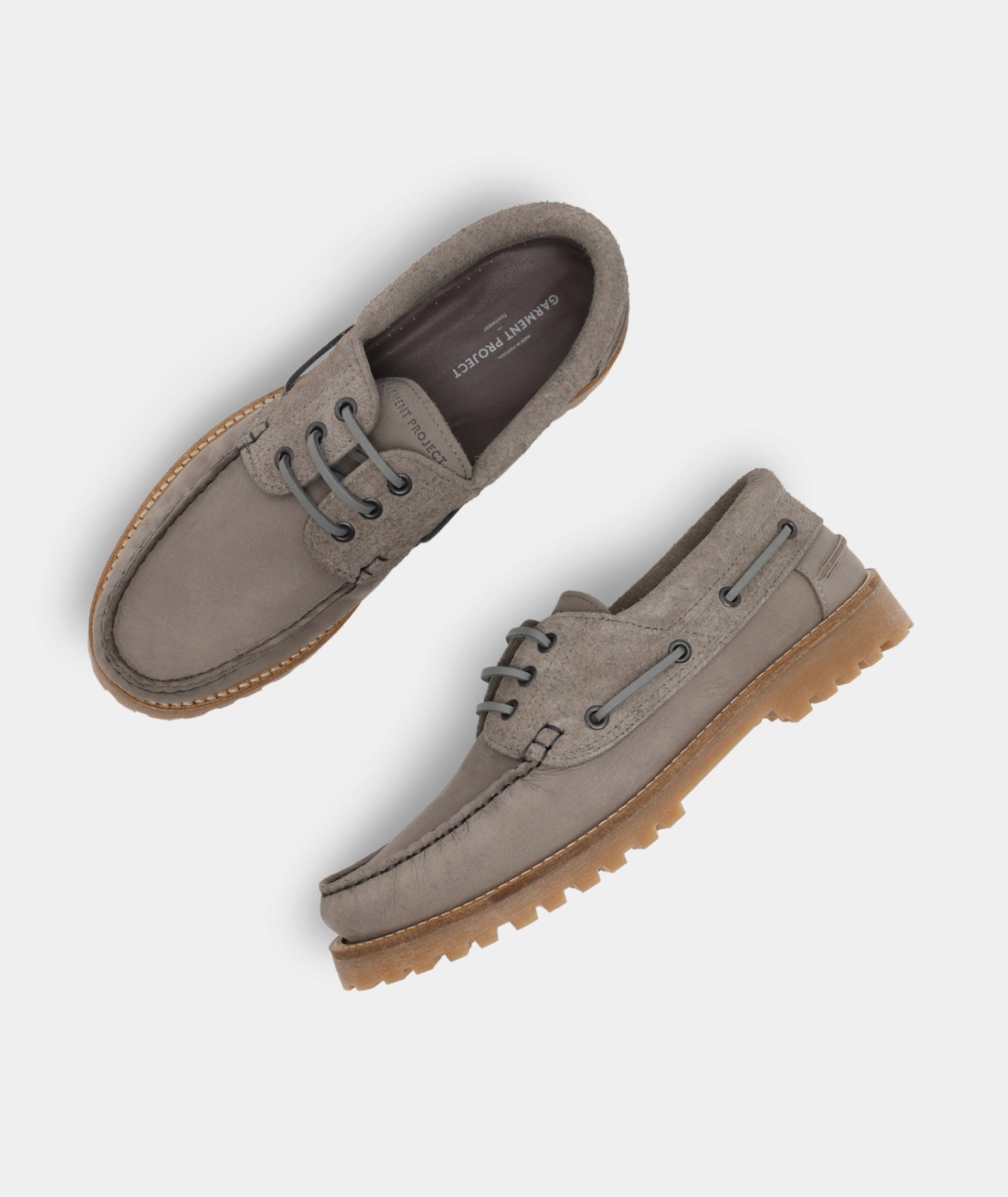 GARMENT PROJECT MAN Ollie Boat Shoe - Light Grey Nubuck/Hairy Suede Shoes 410 Light Grey