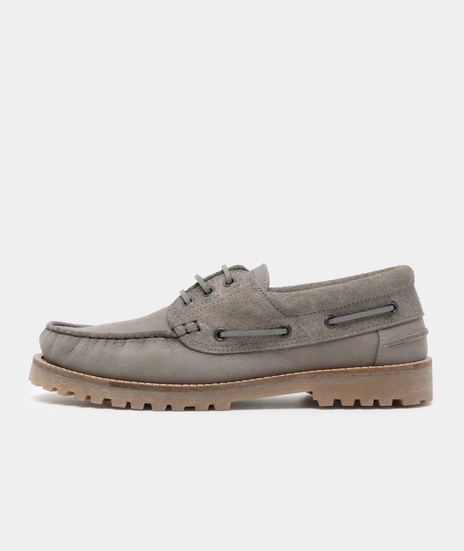 GARMENT PROJECT MAN Ollie Boat Shoe - Light Grey Nubuck/Hairy Suede Shoes 410 Light Grey