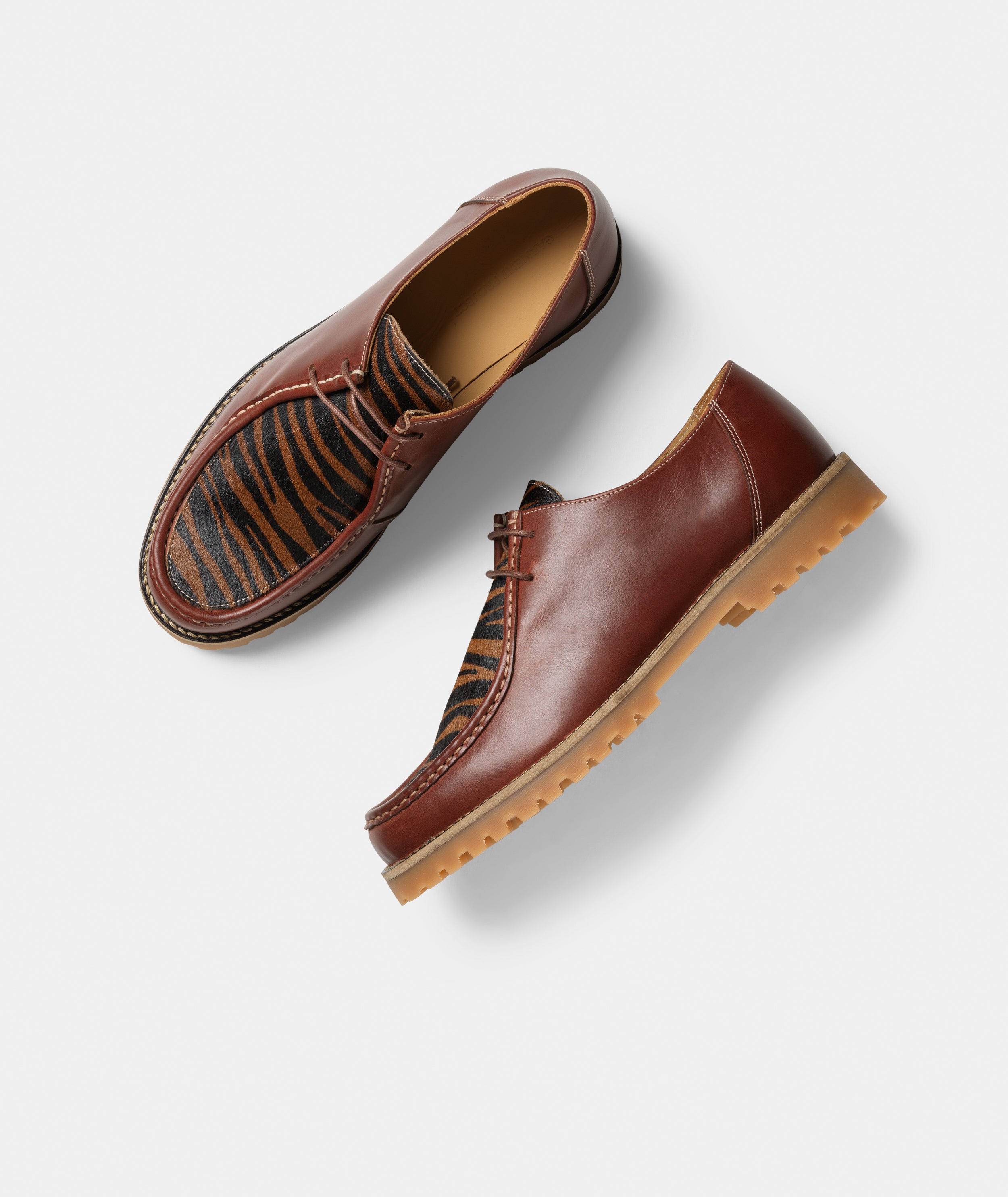 GARMENT PROJECT MAN Ollie Moc Toe - Brown Leather/Brown Zebra Pony Hair Shoes 800 Brown