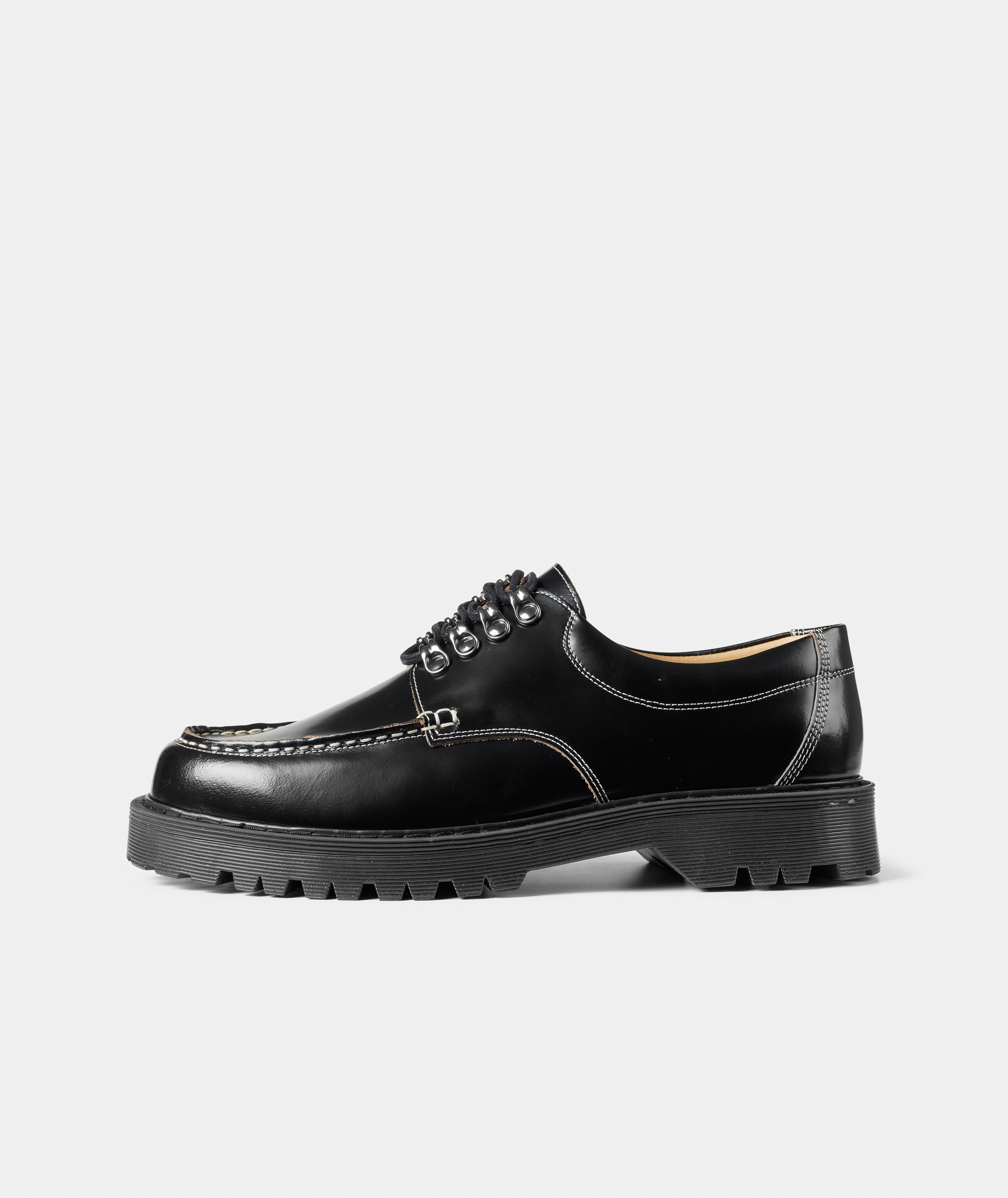 GARMENT PROJECT MAN Pete Moc Toe Lux - Black Polido Raw Edge Shoes 999 Black