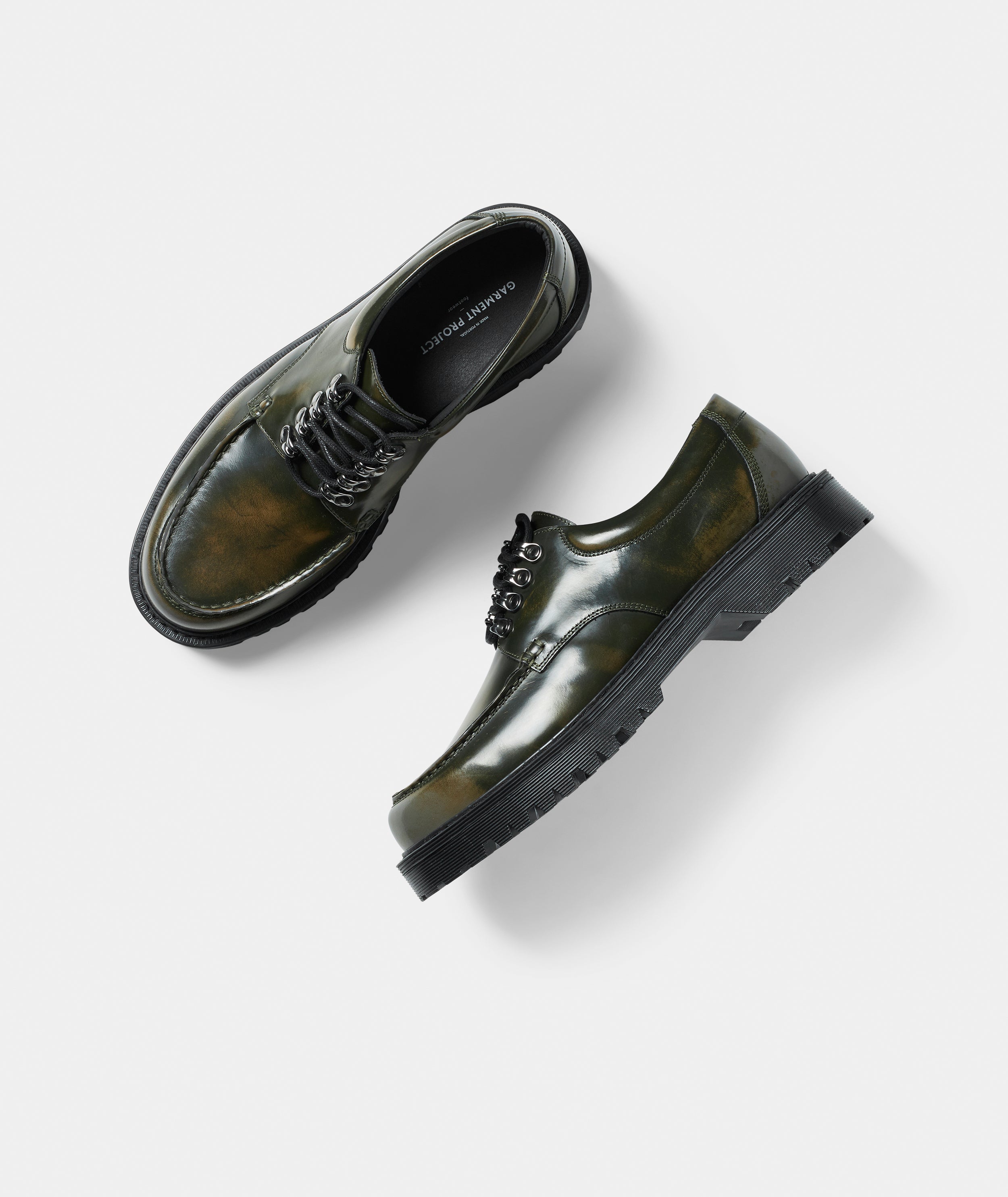 GARMENT PROJECT MAN Pete Moc Toe Lux - Dark Green Three Toned Polido Shoes 215 Dark Green