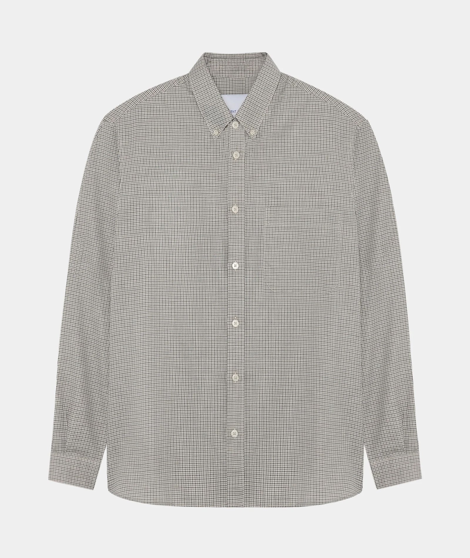 GARMENT PROJECT MAN Relaxed LS Button Down Shirt - Bone/Grey Check Shirt 401 Grey Check