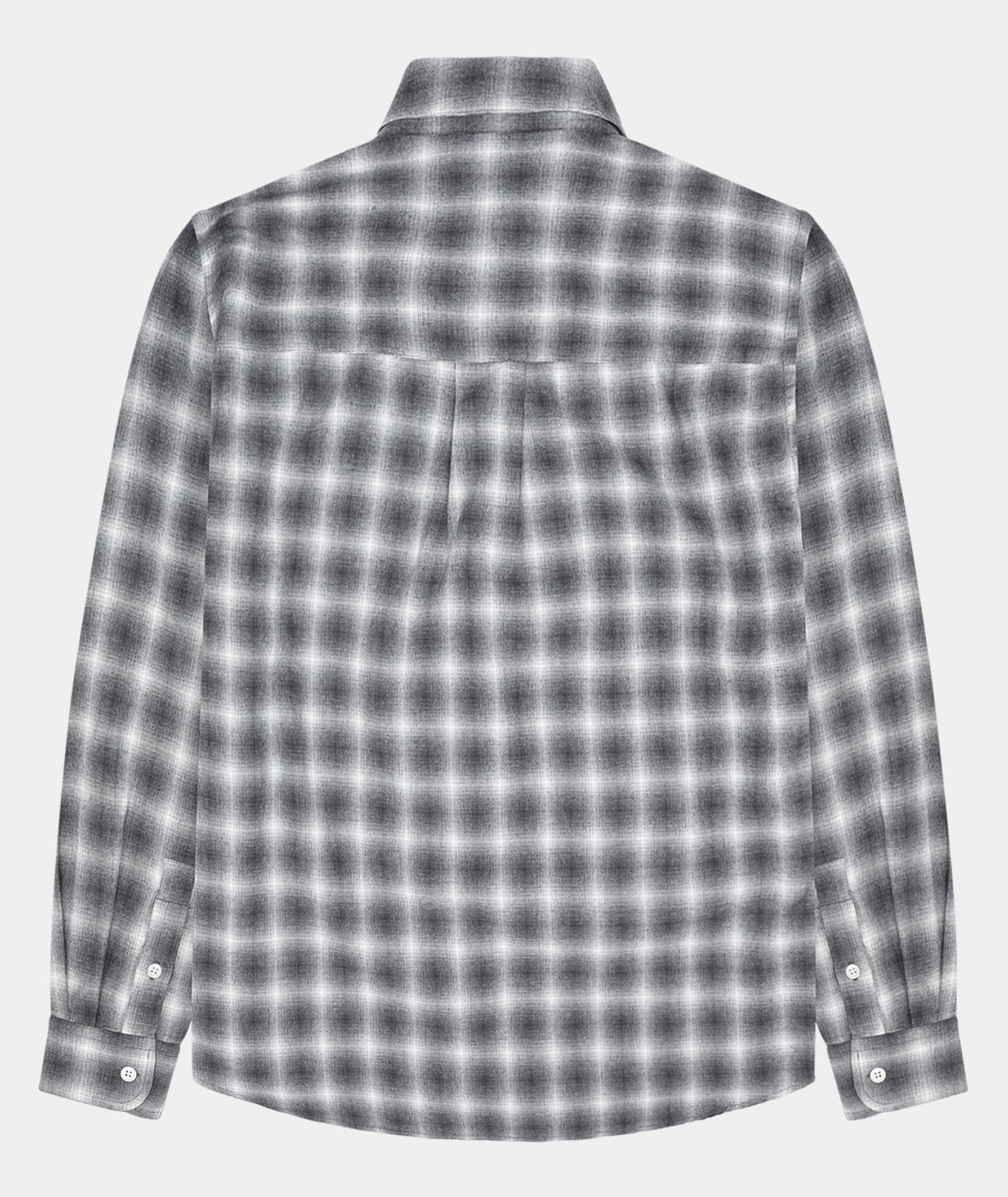 GARMENT PROJECT MAN Relaxed LS Button Down Shirt - Flannel Grey Check Shirt 401 Grey Check