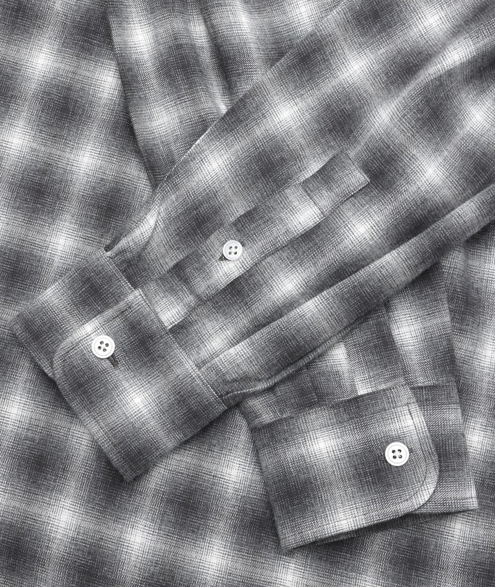 GARMENT PROJECT MAN Relaxed LS Button Down Shirt - Flannel Grey Check Shirt 401 Grey Check