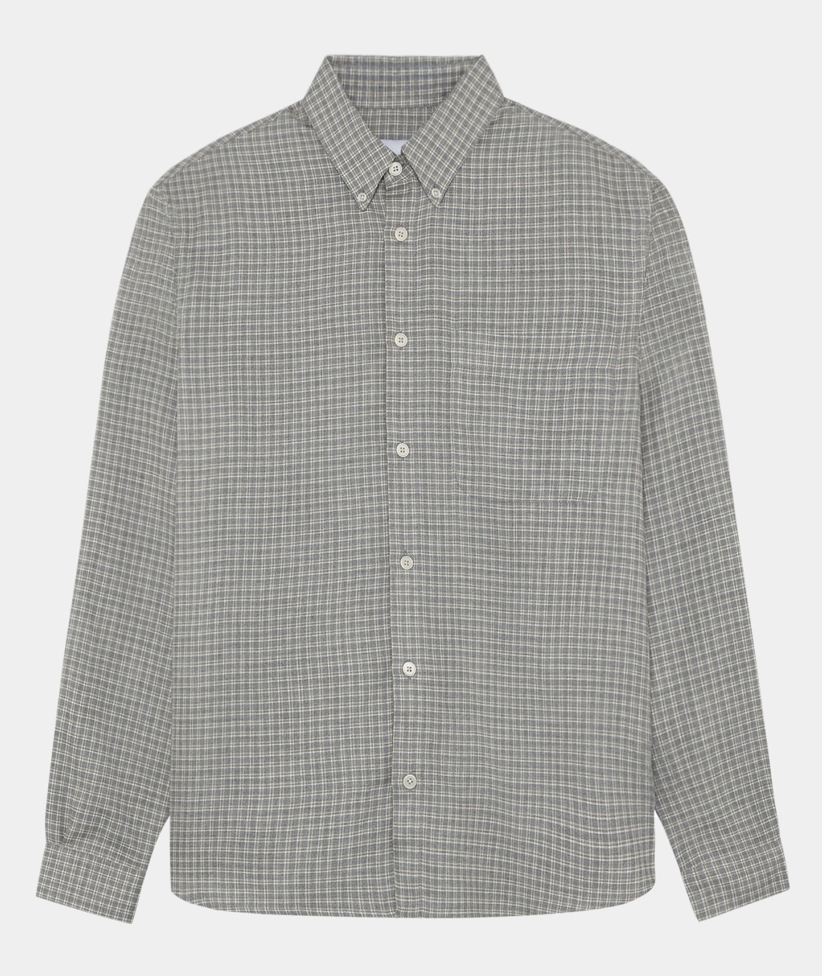 GARMENT PROJECT MAN Relaxed LS Button Down Shirt - Grey Check Shirt 401 Grey Check