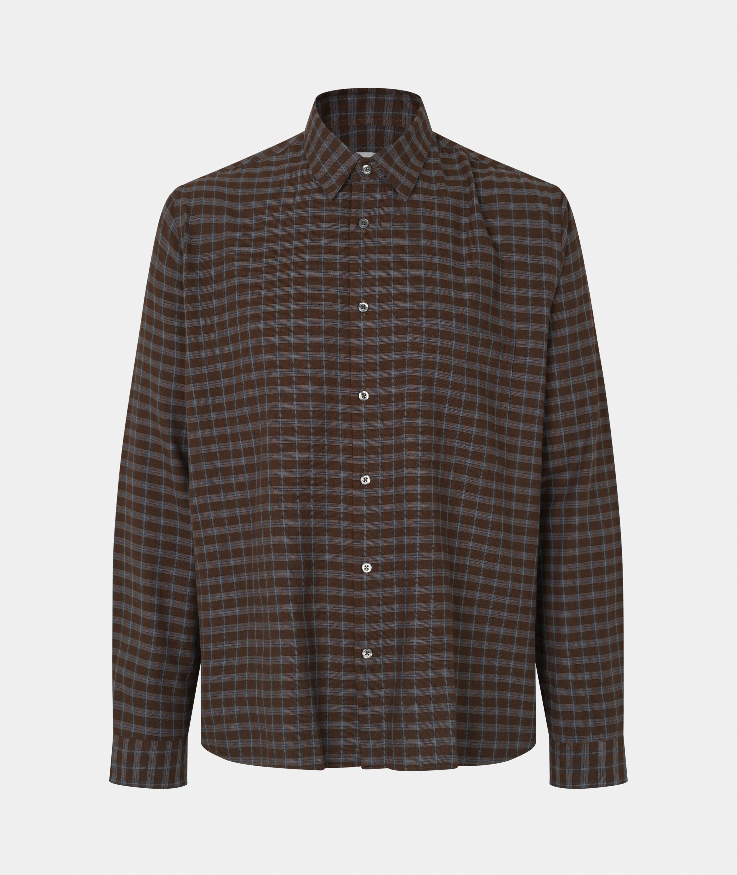 GARMENT PROJECT MAN Relaxed LS Shirt - Brown Check Shirt 800 Brown